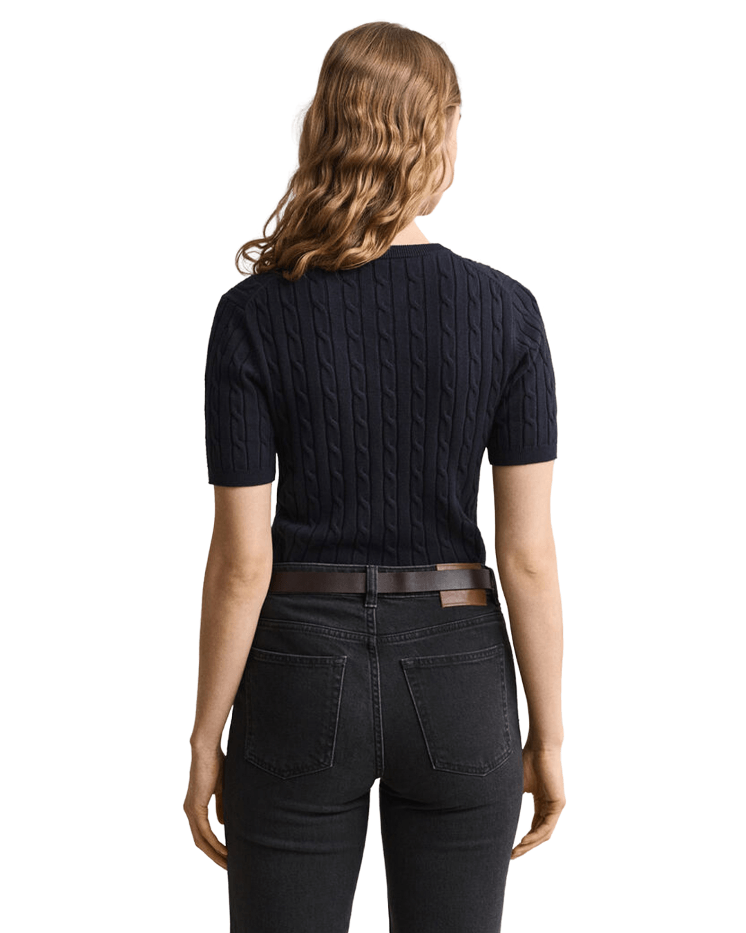 Gant Jumpers Gant Navy Gant Cable Knit Sweater G433 Evening Blue