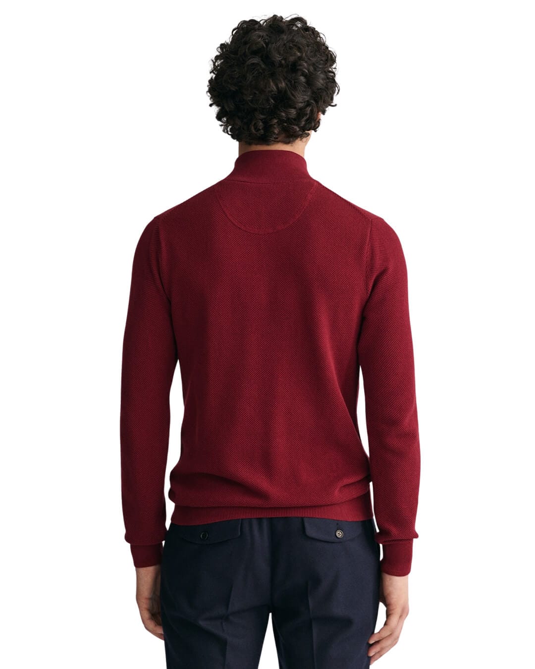 Gant Jumpers Gant Plumped Red Cotton Piqué Half-Zip Sweater