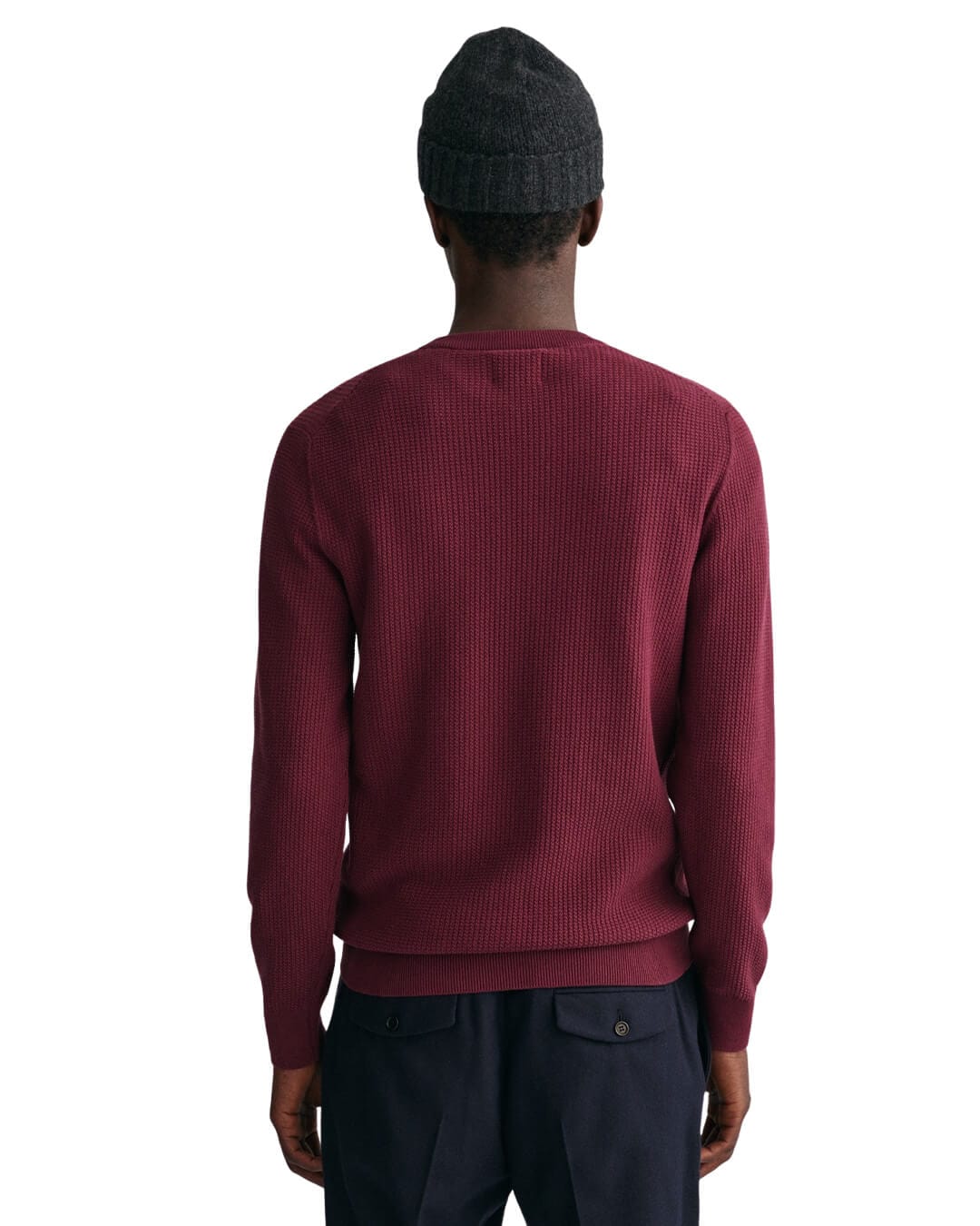 Gant Jumpers Gant Red Shadow Micro Cotton Textured Crew Neck Sweater
