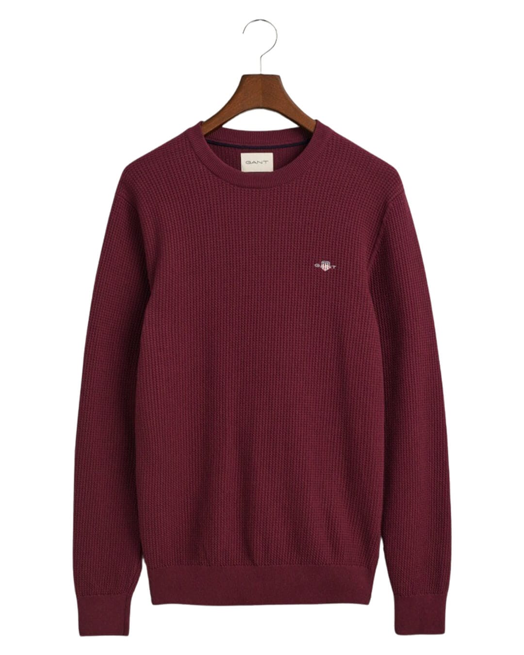 Gant Jumpers Gant Red Shadow Micro Cotton Textured Crew Neck Sweater