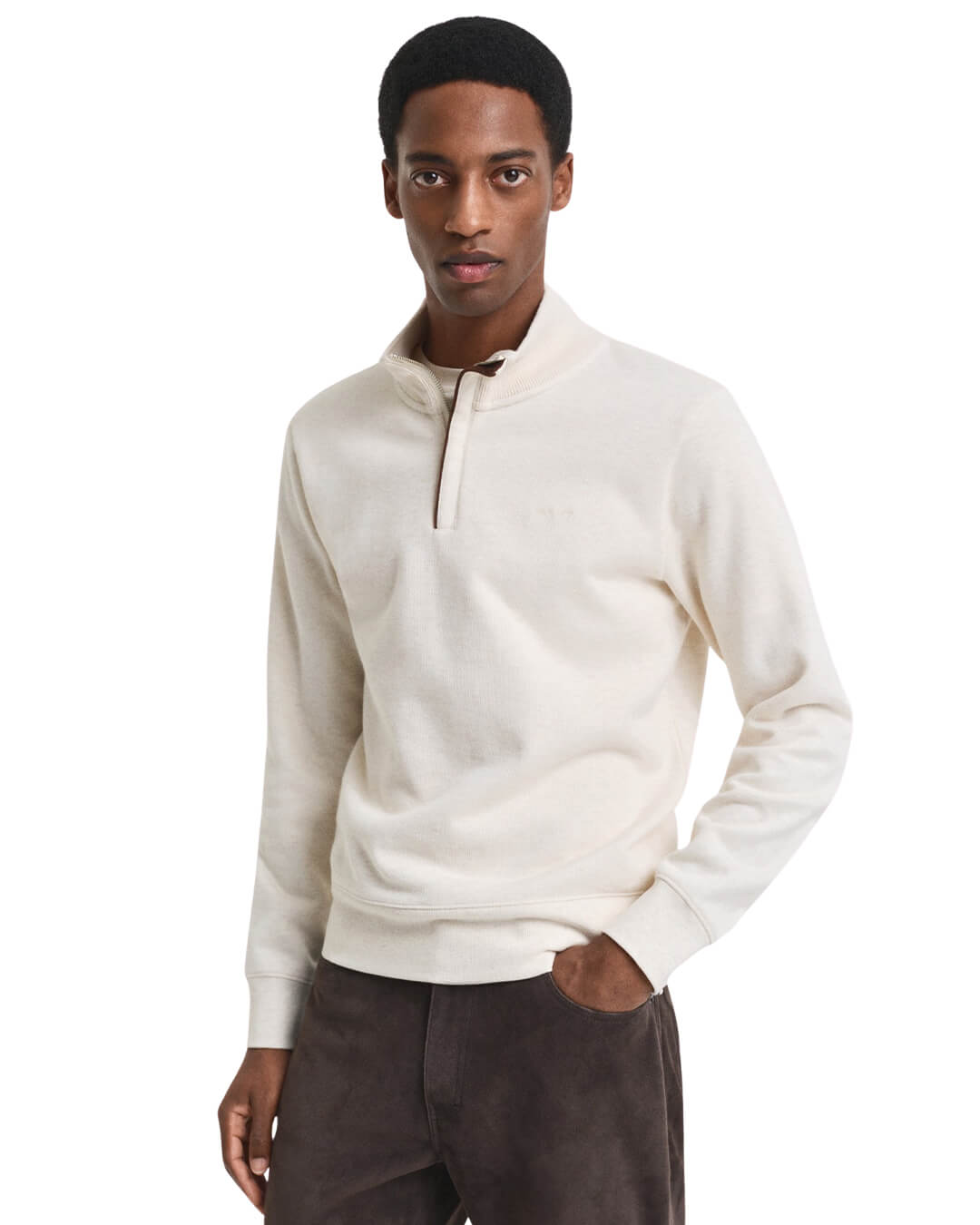 Gant Jumpers Gant SACKER RIB HALF ZIP G130 CREAM