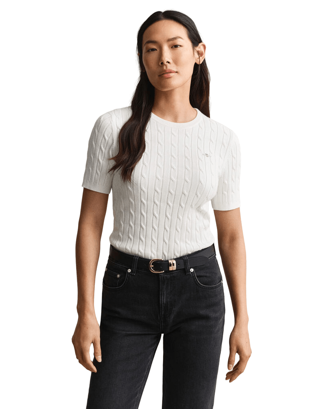 Gant Jumpers Gant White Gant Cable Knit Sweater G113 Eggshell