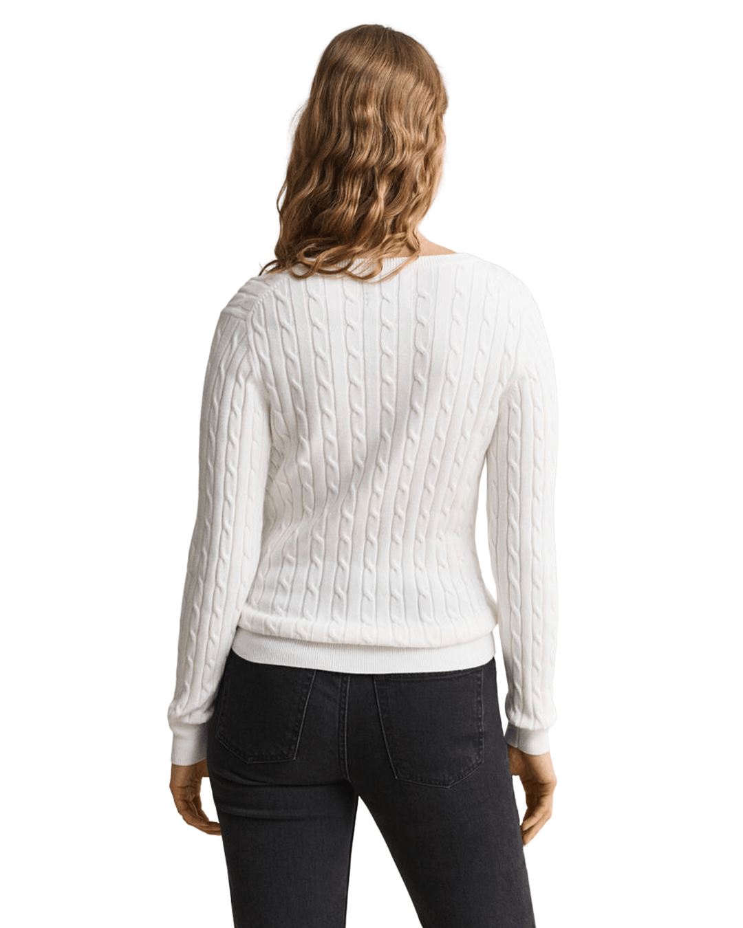 Gant Jumpers Gant White Gant Classic Cable Knit Sweater G113 Eggshell