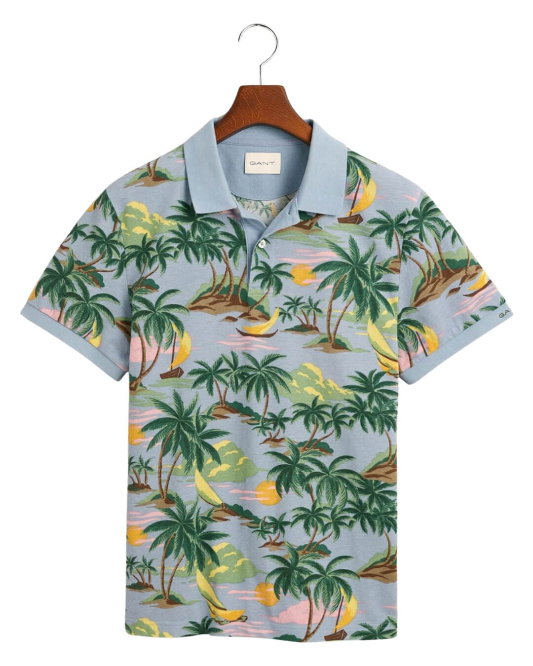 Gant Polo Shirts Gant Blue Hawaii Print Polo Shirt