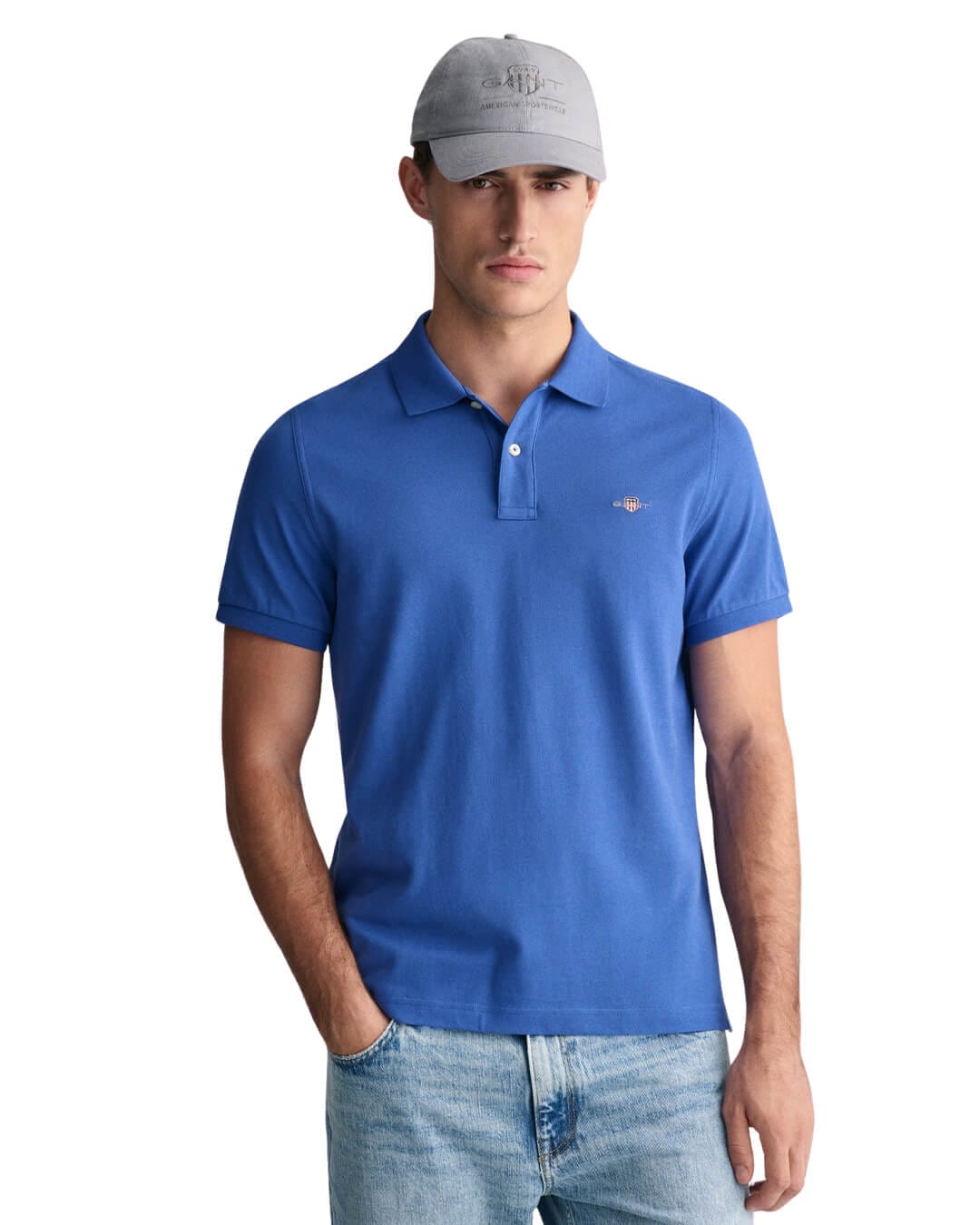 Gant Polo Shirts REG SHIELD SS PIQUE POLO G0407 RICH BLUE