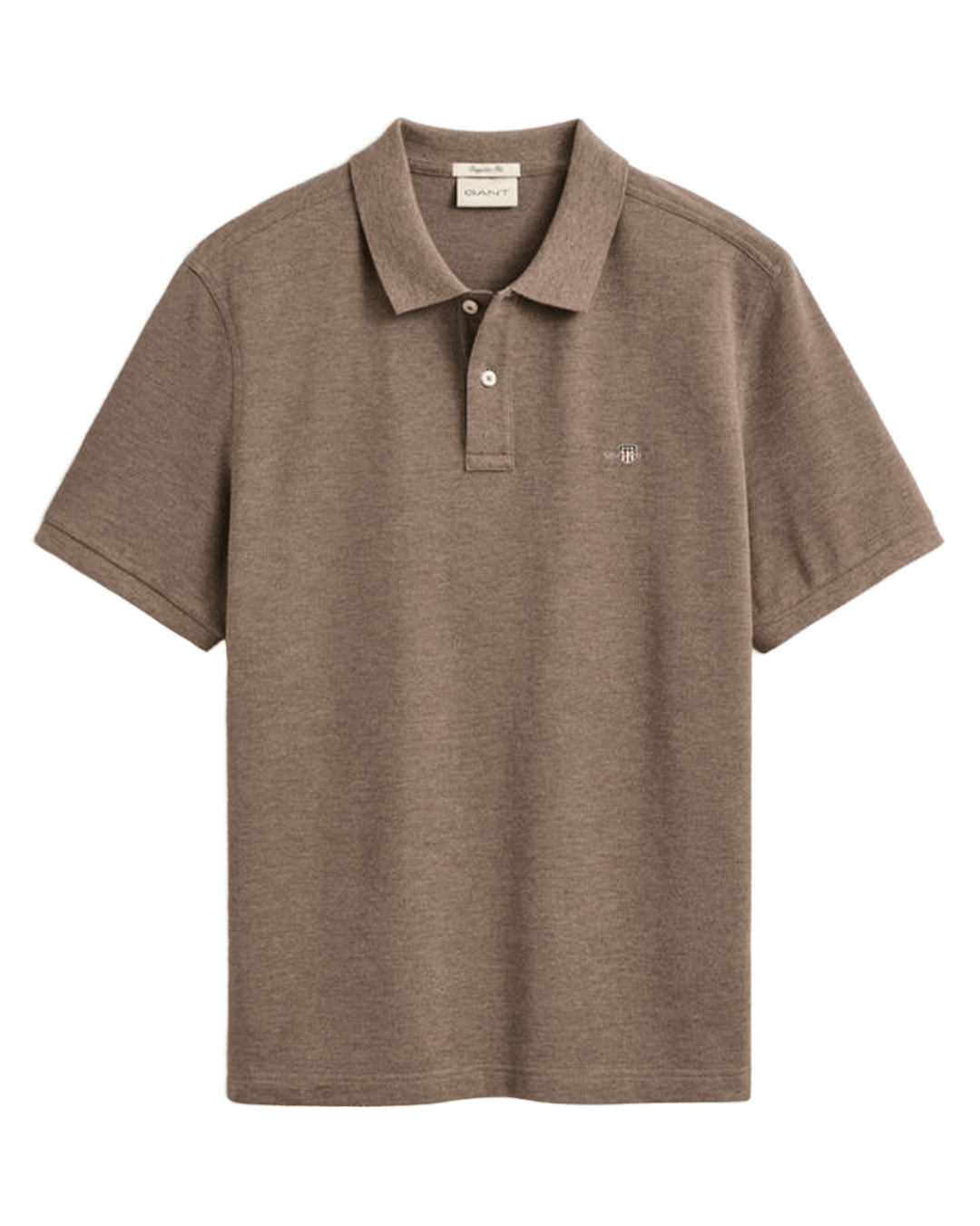 Gant Polo Shirts Gant Brown Gant Reg Shield Ss Pique Polo G294 Dark Hazelnut Melange