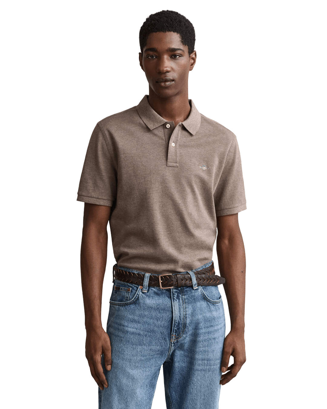 Gant Polo Shirts Gant Brown Gant Reg Shield Ss Pique Polo G294 Dark Hazelnut Melange