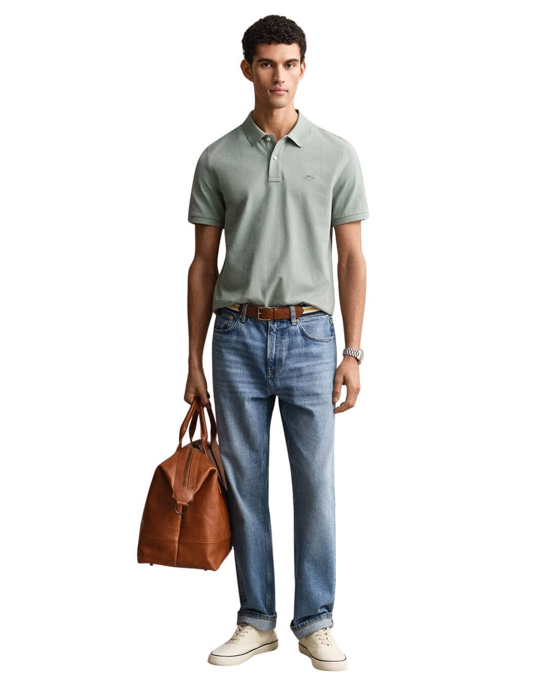Gant Polo Shirts Gant  Ceramic Grey Pique Polo Shirt