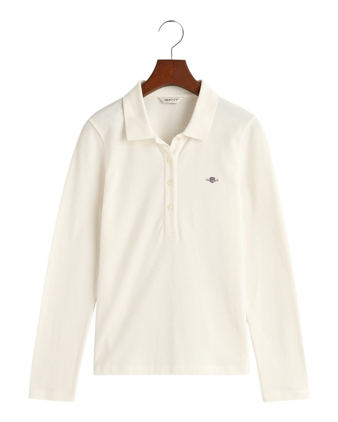 Gant Polo Shirts Gant Eggshell Shield Long Sleeve Piqué Polo Shirt
