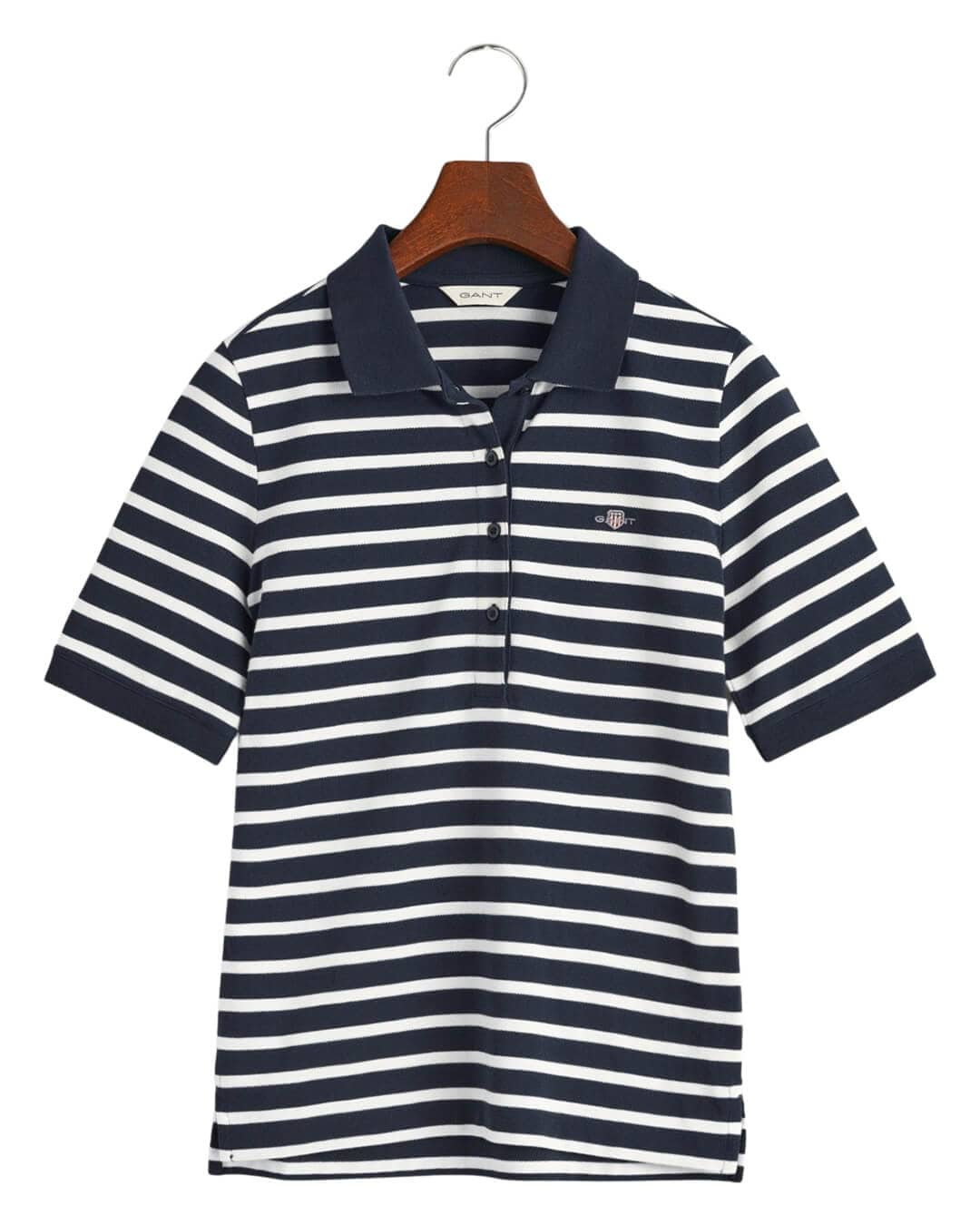 Gant Polo Shirts Gant Navy And White Slim Striped Polo Shirt