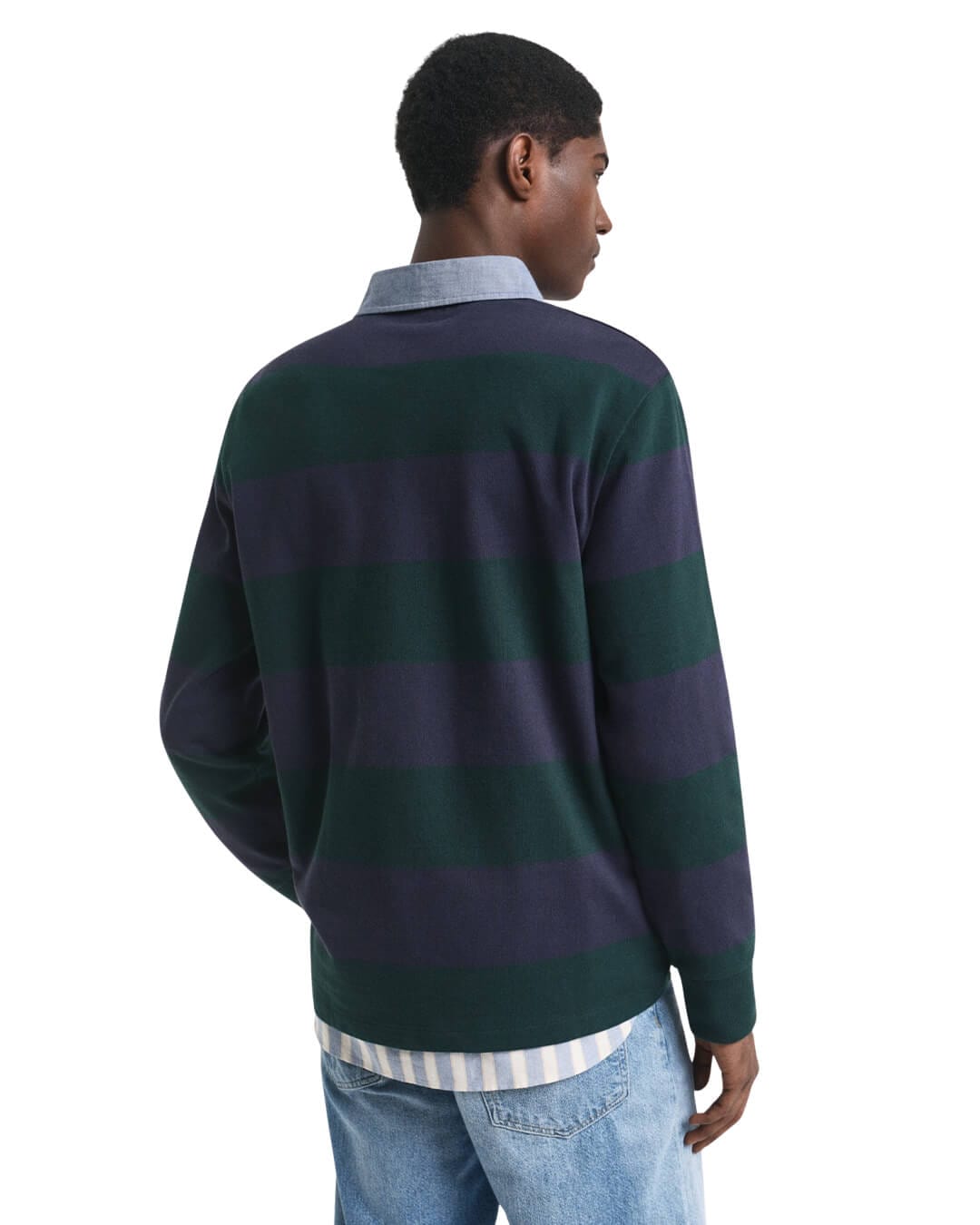 Gant Polo Shirts Gant REG CHAMBRAY STRIPE HEAVY RUGGER G374 TARTAN GREEN