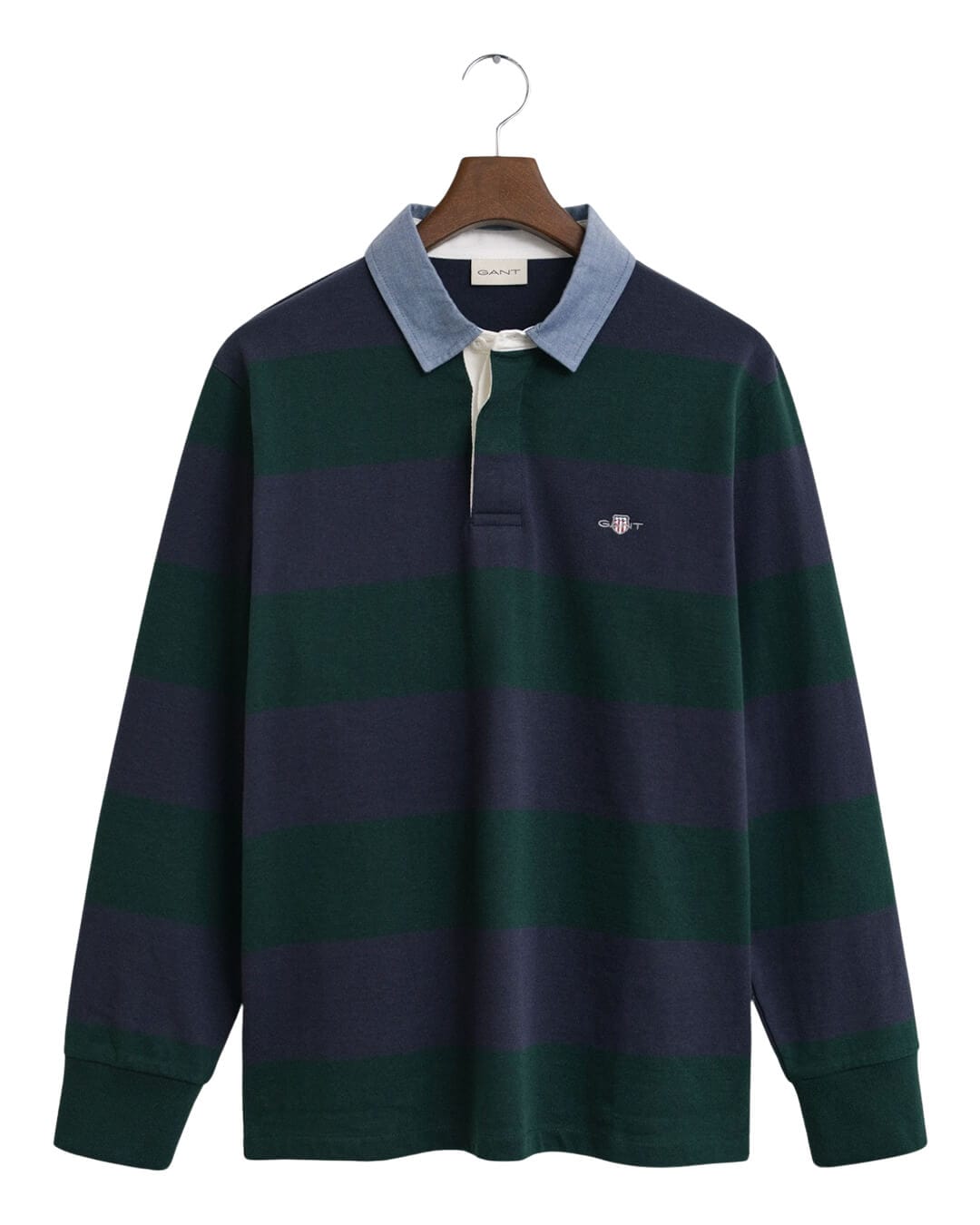 Gant Polo Shirts Gant REG CHAMBRAY STRIPE HEAVY RUGGER G374 TARTAN GREEN