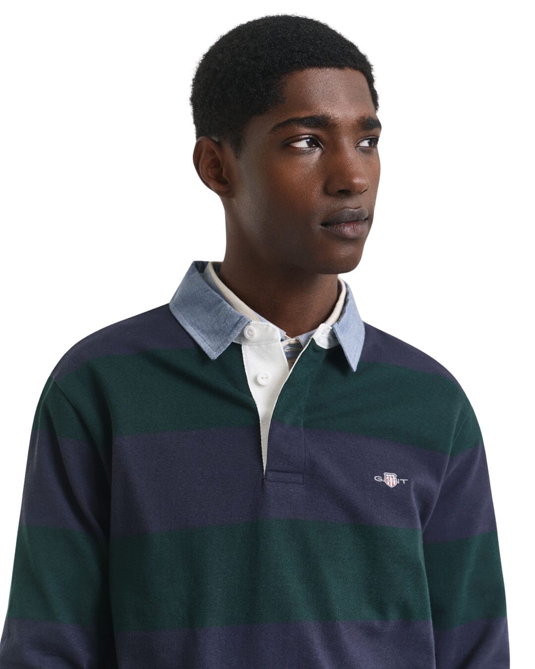 Gant Polo Shirts Gant REG CHAMBRAY STRIPE HEAVY RUGGER G374 TARTAN GREEN