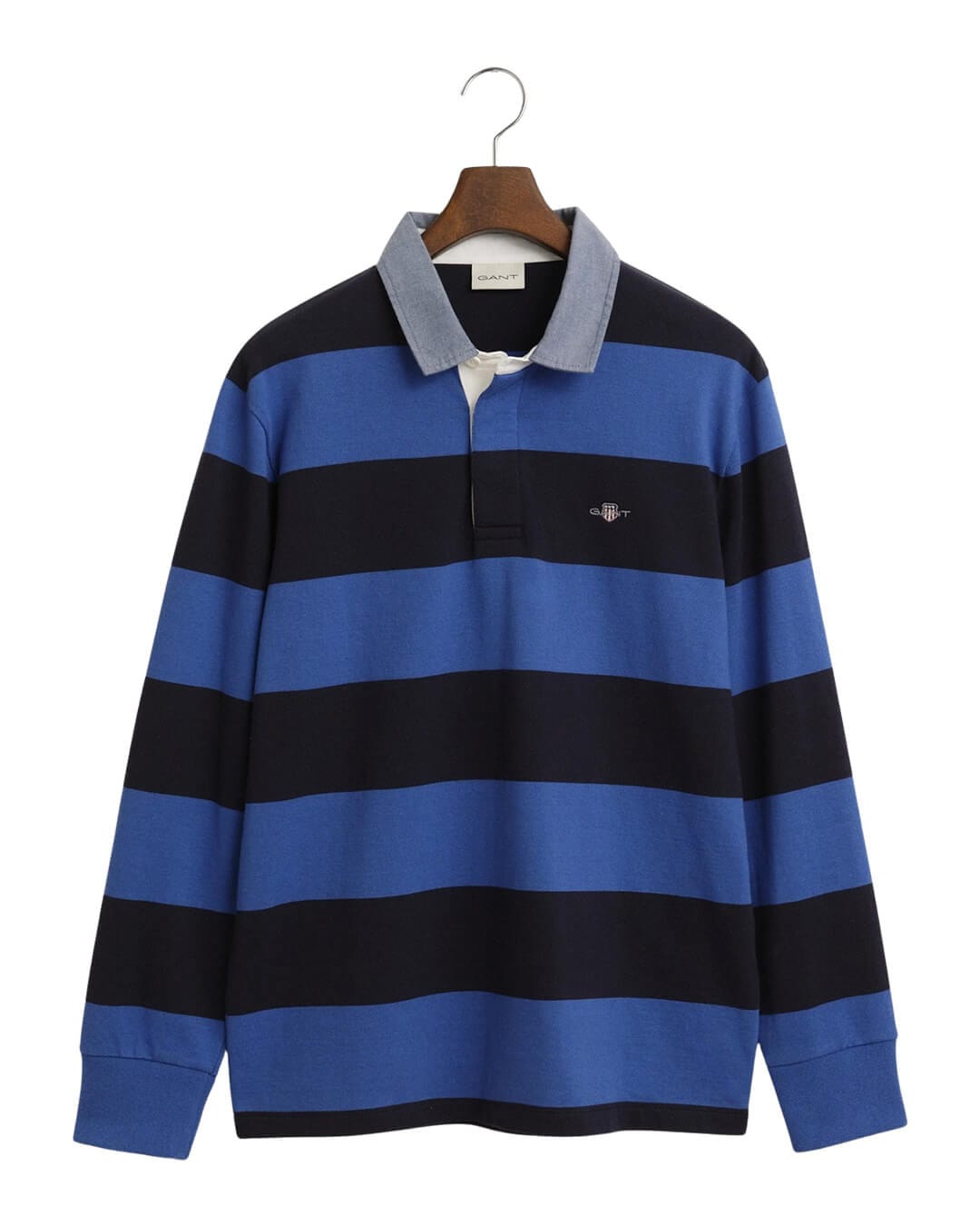 Gant Polo Shirts Gant REG CHAMBRAY STRIPE HEAVY RUGGER G407 RICH BLUE
