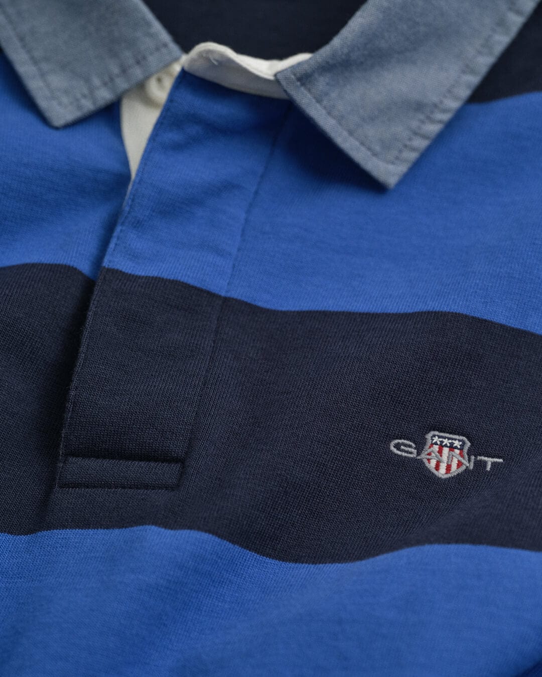 Gant Polo Shirts Gant REG CHAMBRAY STRIPE HEAVY RUGGER G407 RICH BLUE