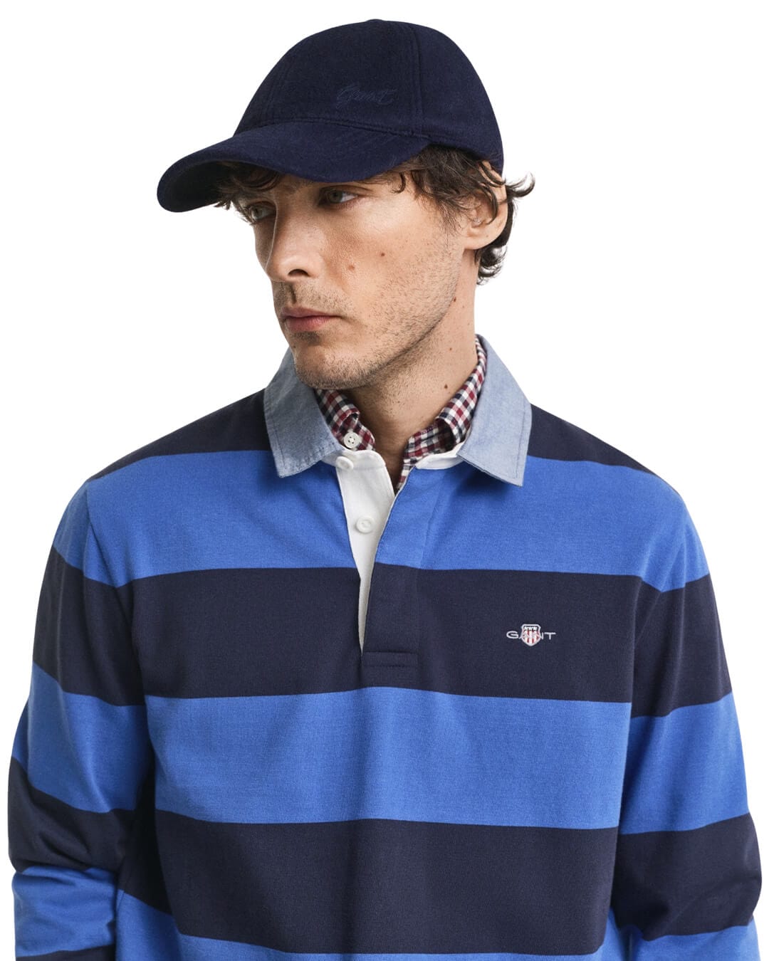 Gant Polo Shirts Gant REG CHAMBRAY STRIPE HEAVY RUGGER G407 RICH BLUE