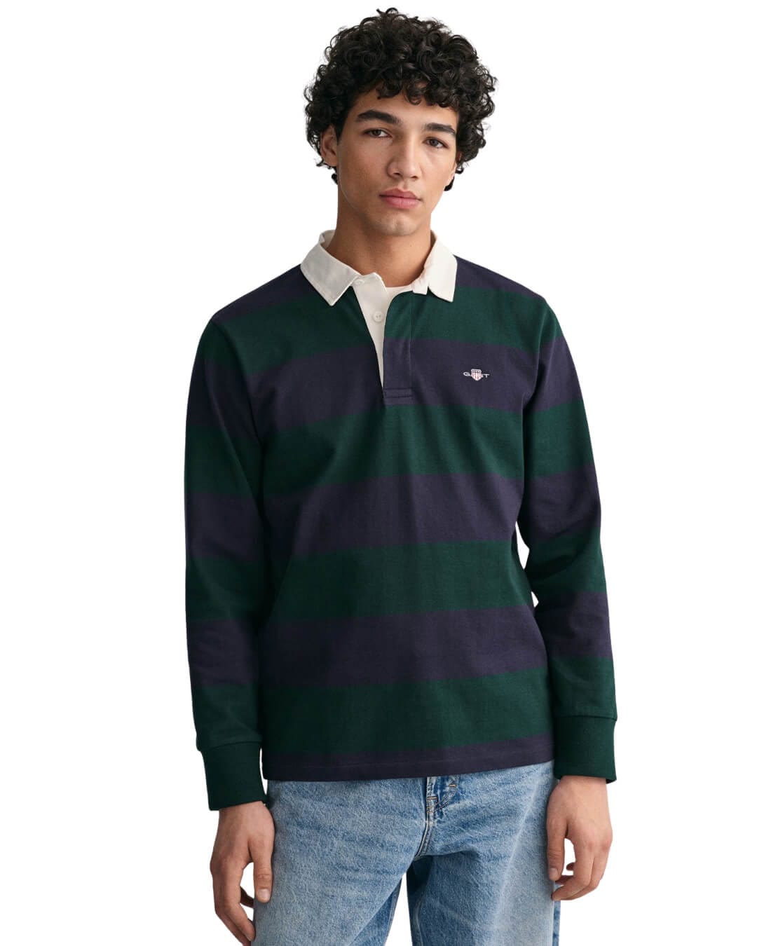 Gant Polo Shirts Gant Tartan Green Shield Barstripe Heavy Rugger