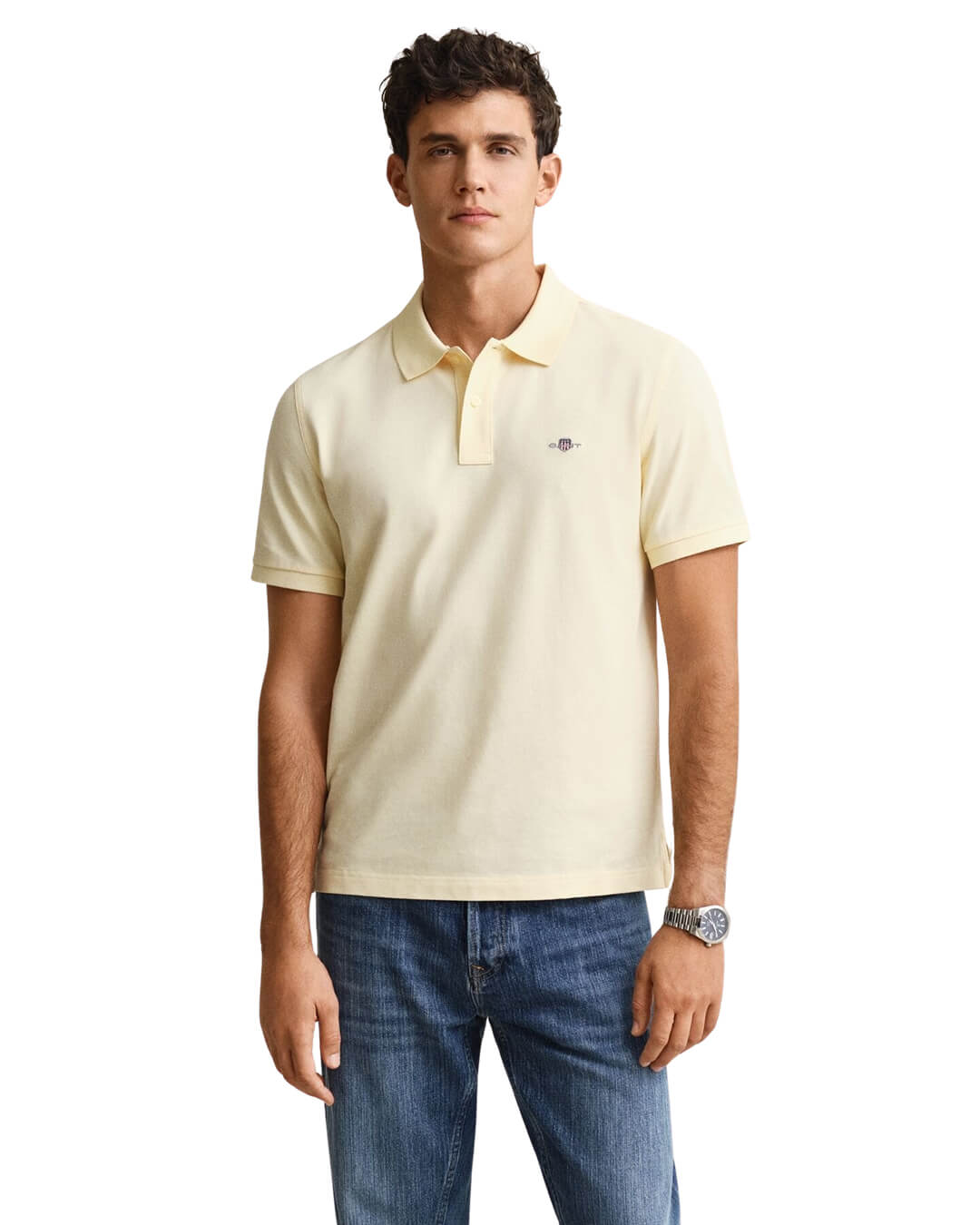 Gant Polo Shirts Gant Vanilla Yellow Pique Polo Shirt