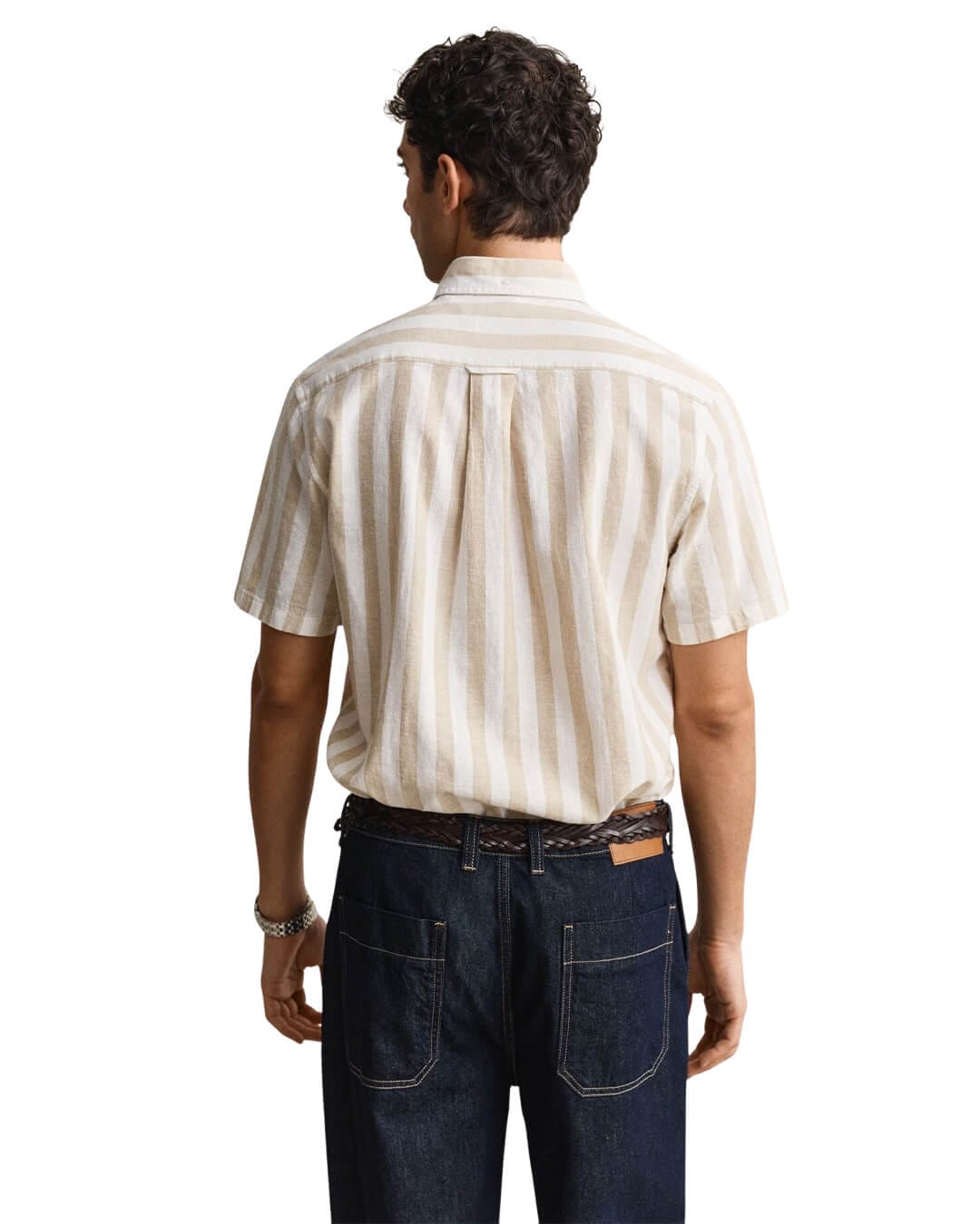 Gant Shirts Gant Beige Reg Cotton Linen Stripe Shirt