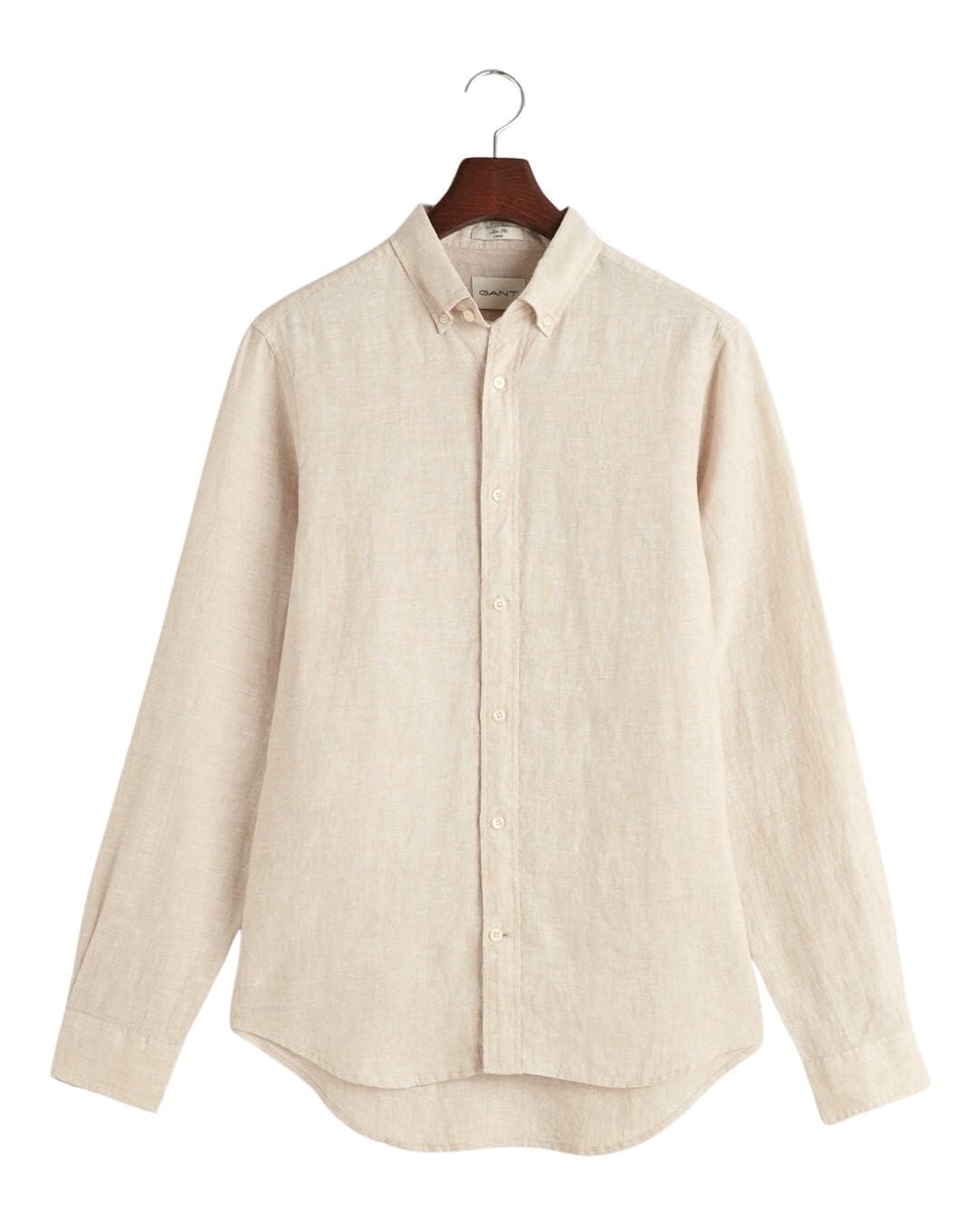 Gant Shirts Gant Beige Slim Fit Linen Long Sleeved Shirt