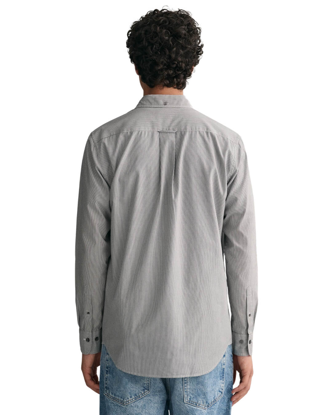 Gant Shirts Gant Black Regular Fit Banker Stripe Poplin Shirt