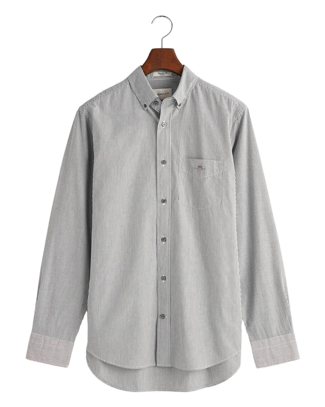 Gant Shirts Gant Black Regular Fit Banker Stripe Poplin Shirt