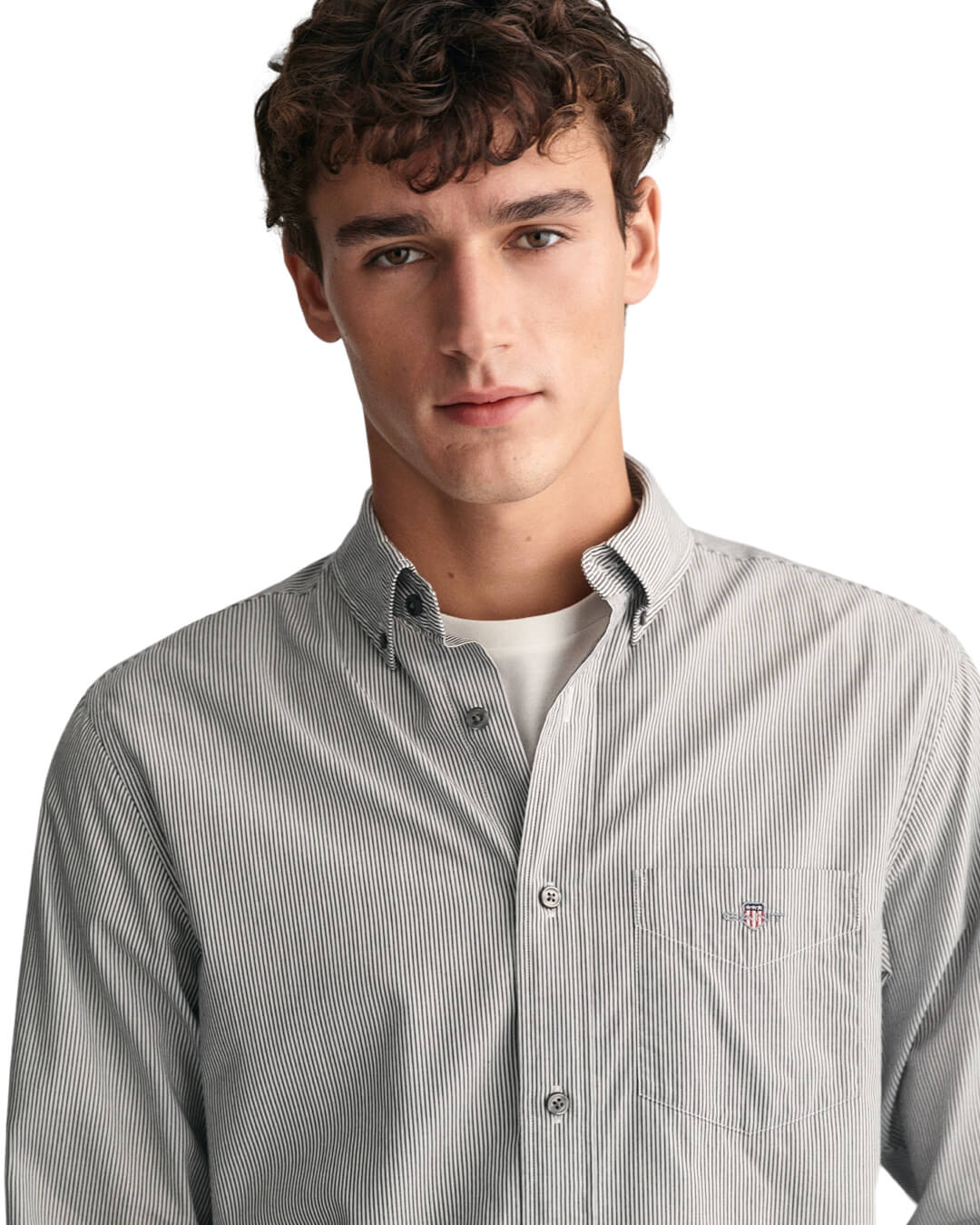 Gant Shirts Gant Black Regular Fit Banker Stripe Poplin Shirt
