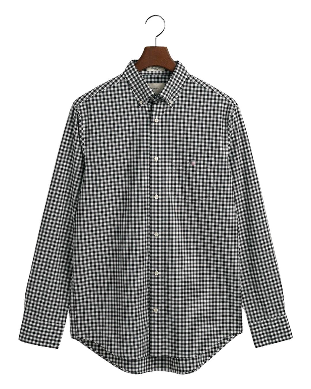 Gant Shirts Gant Black Regular Fit Gingham Poplin Shirt