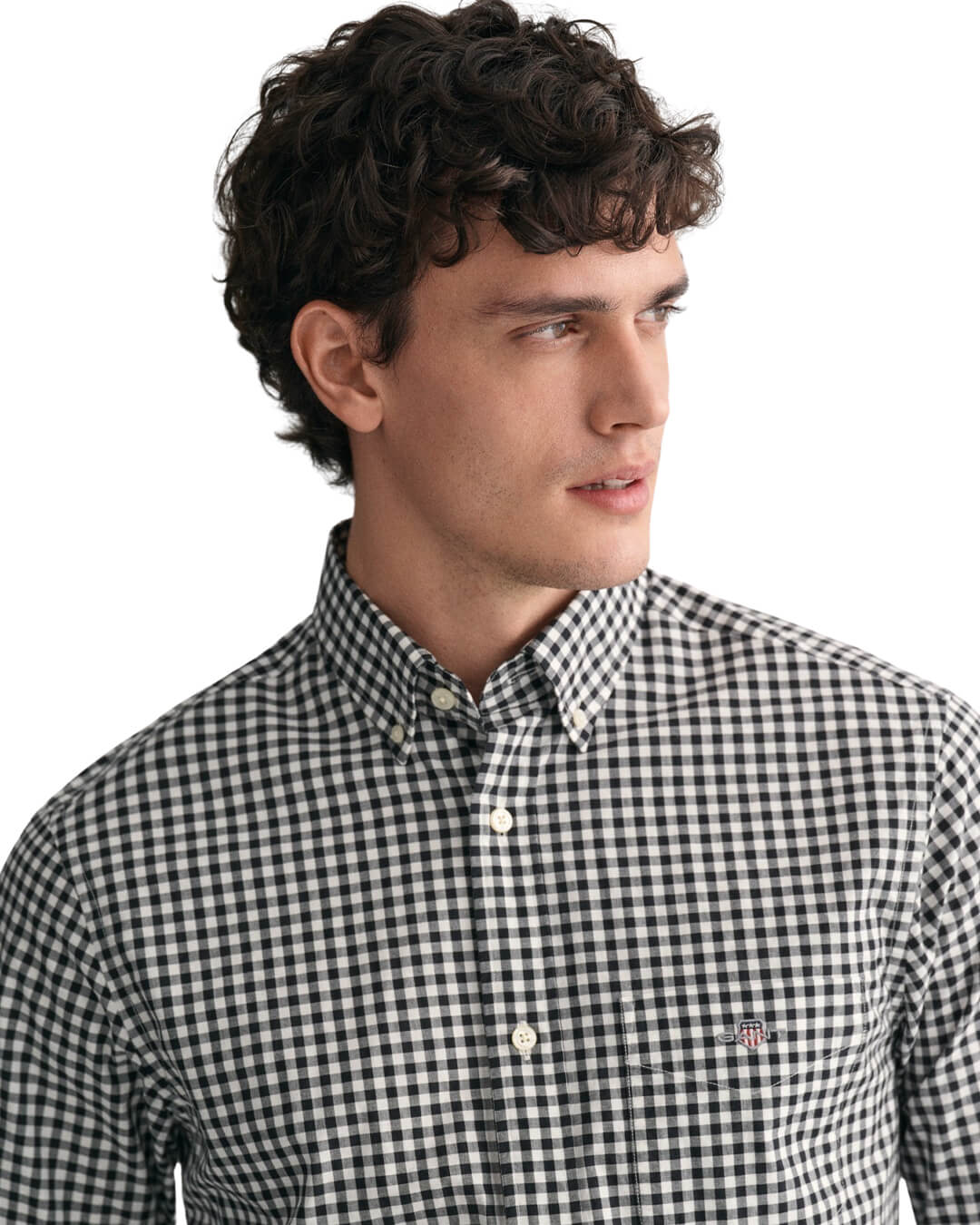 Gant Shirts Gant Black Regular Fit Gingham Poplin Shirt