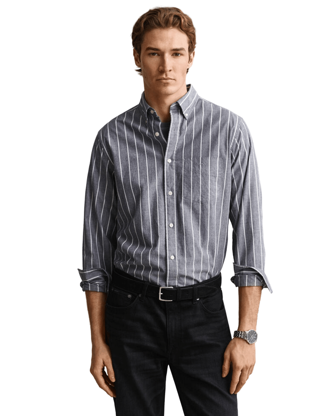 Gant Shirts Gant Blue Gant Reg Poplin Melange Stripe Shirt G901 Dark Indigo Melange
