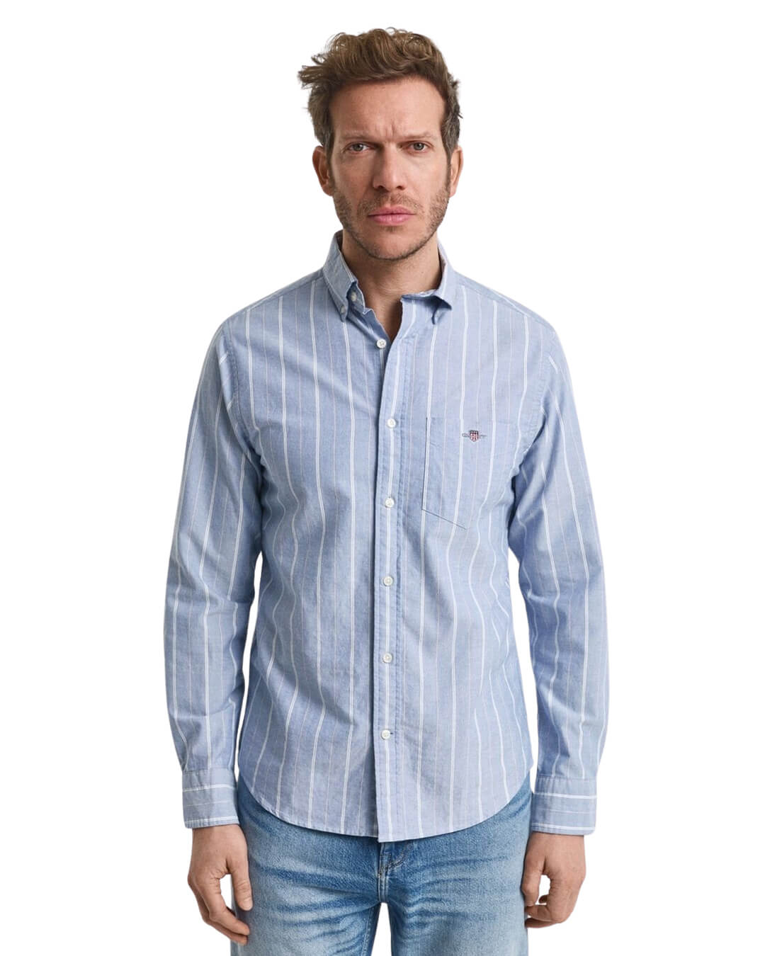 Gant Shirts Gant Blue Reg Classic Oxford Stripe Shirt G407 Rich