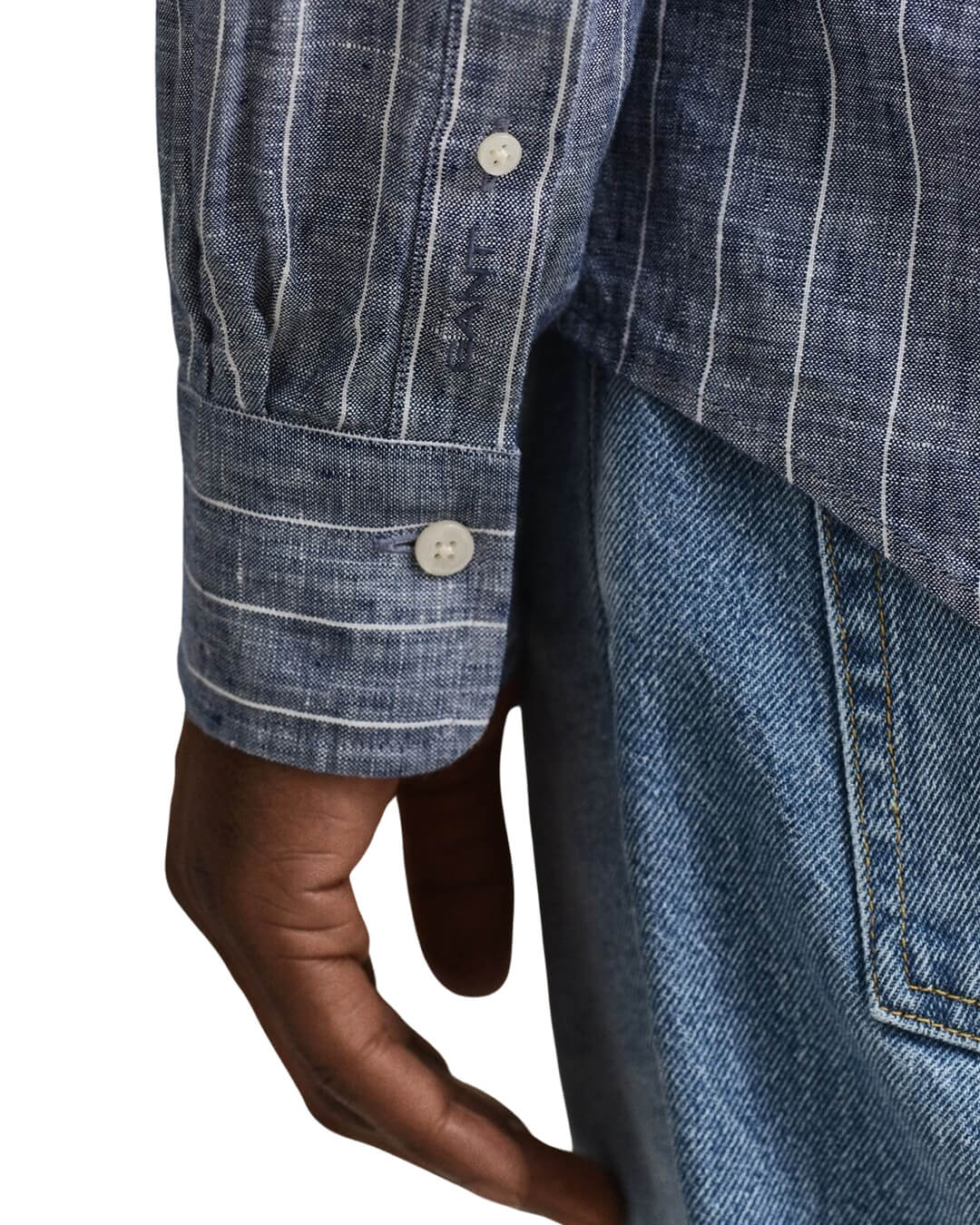 Gant Shirts Gant Blue Reg Linen Stripe Shirt