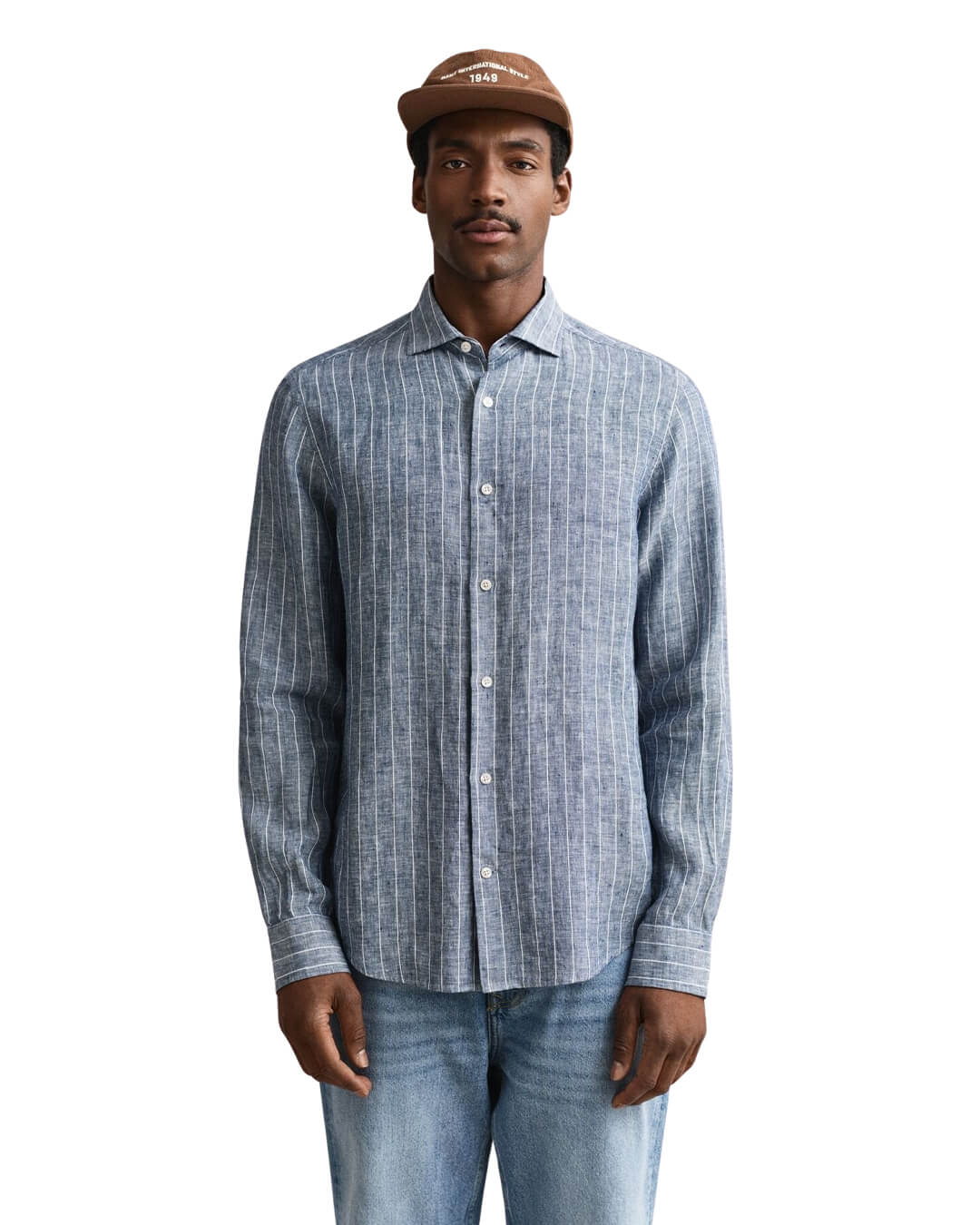 Gant Shirts Gant Blue Reg Linen Stripe Shirt