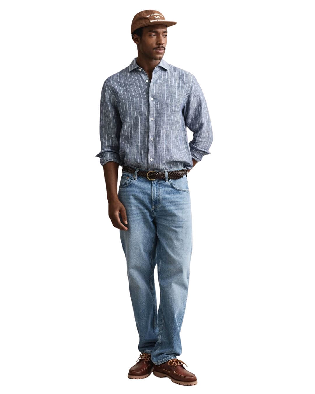 Gant Shirts Gant Blue Reg Linen Stripe Shirt