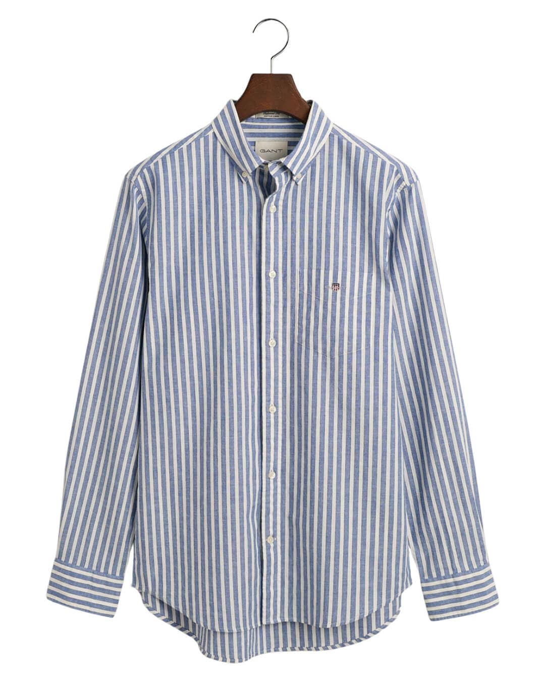 Gant Shirts Gant Blue Regular Cotton Linen Striped Shirt
