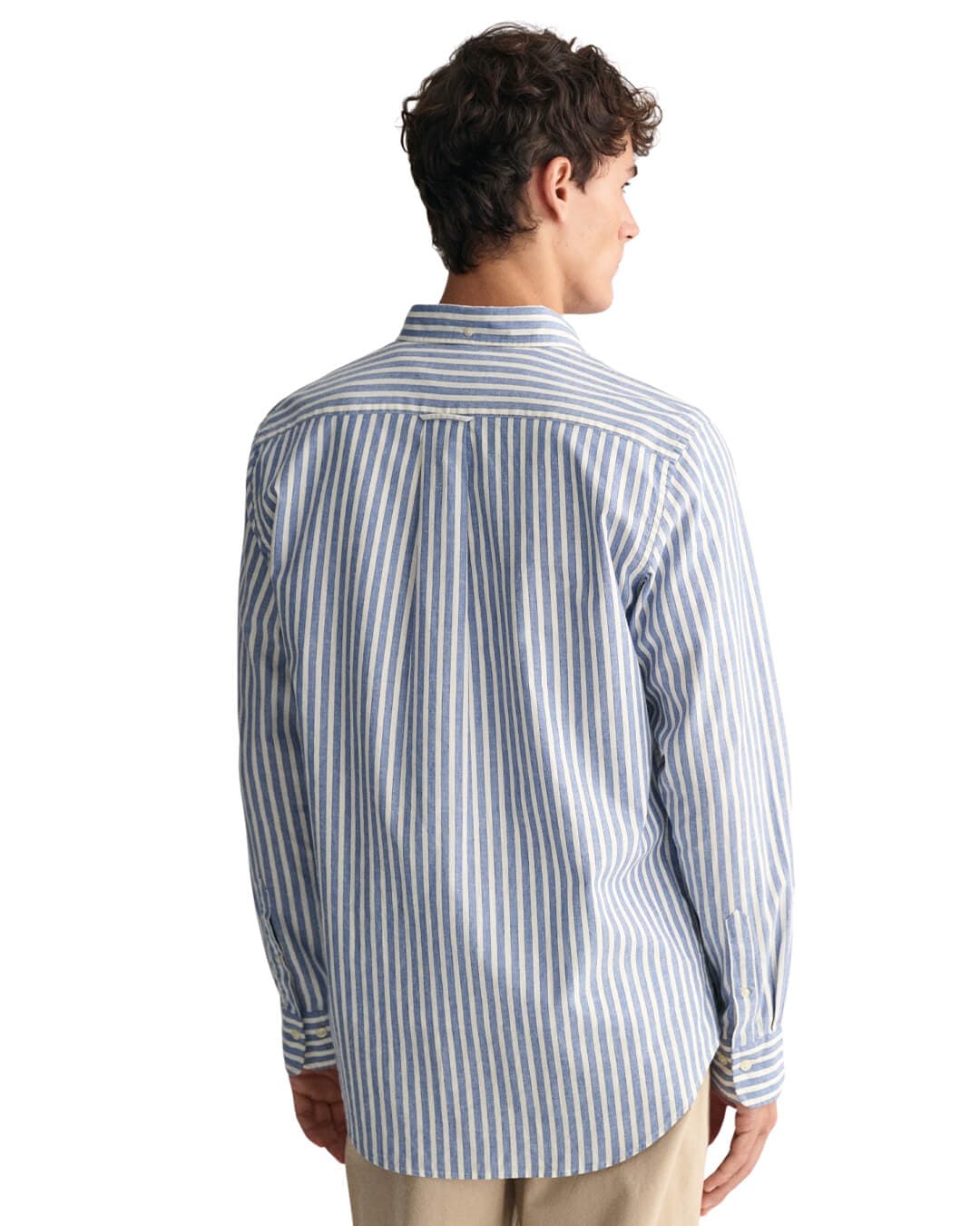 Gant Shirts Gant Blue Regular Cotton Linen Striped Shirt