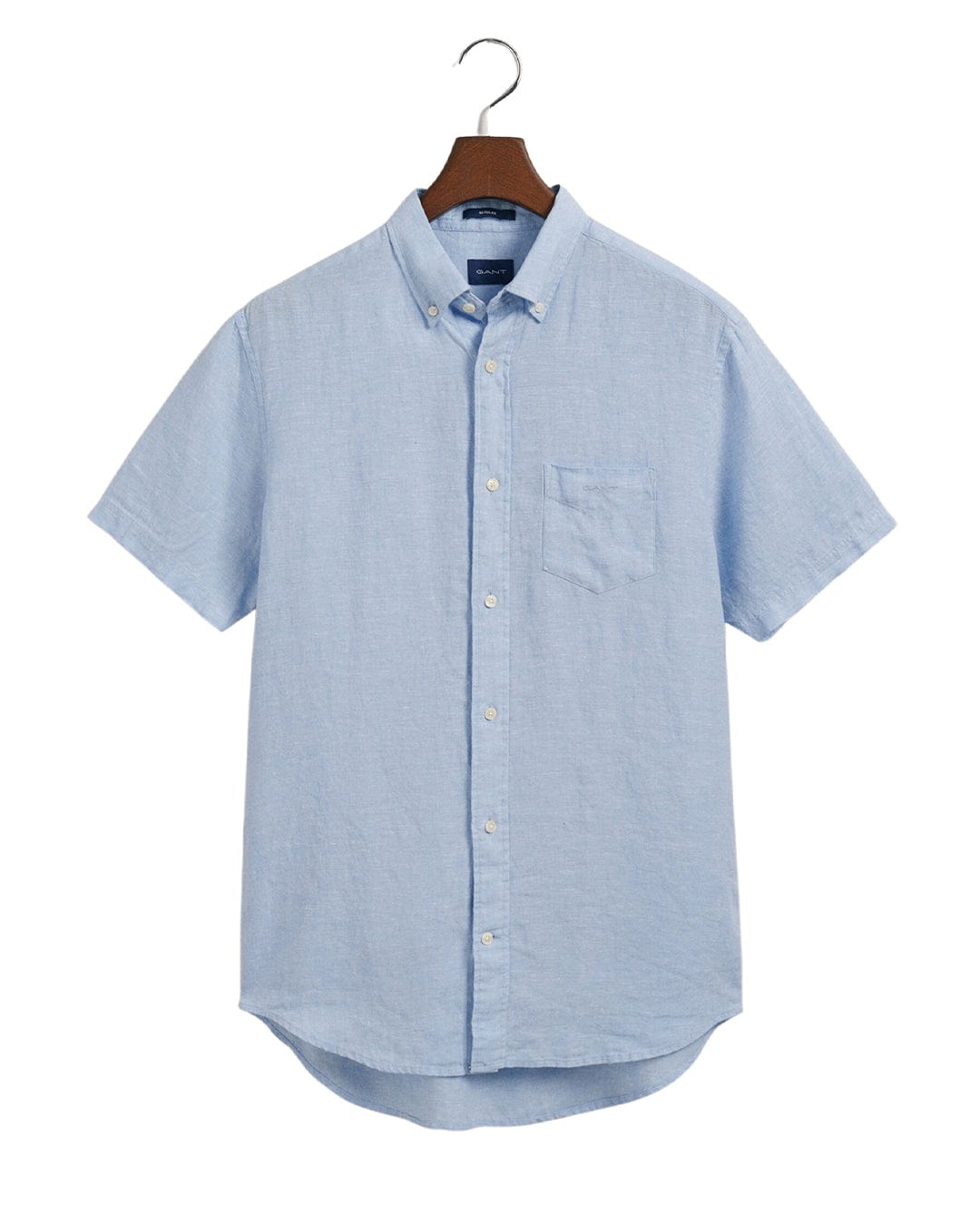 Gant Shirts Gant Blue Regular Fit Linen Short Sleeve Shirt