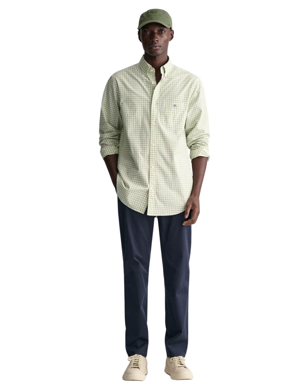 Gant Shirts Gant Green Regular Poplin Gingham Shirt