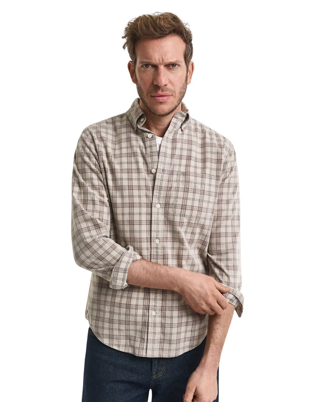 Gant Shirts Gant Grey Reg Check Shirt G206 Greige