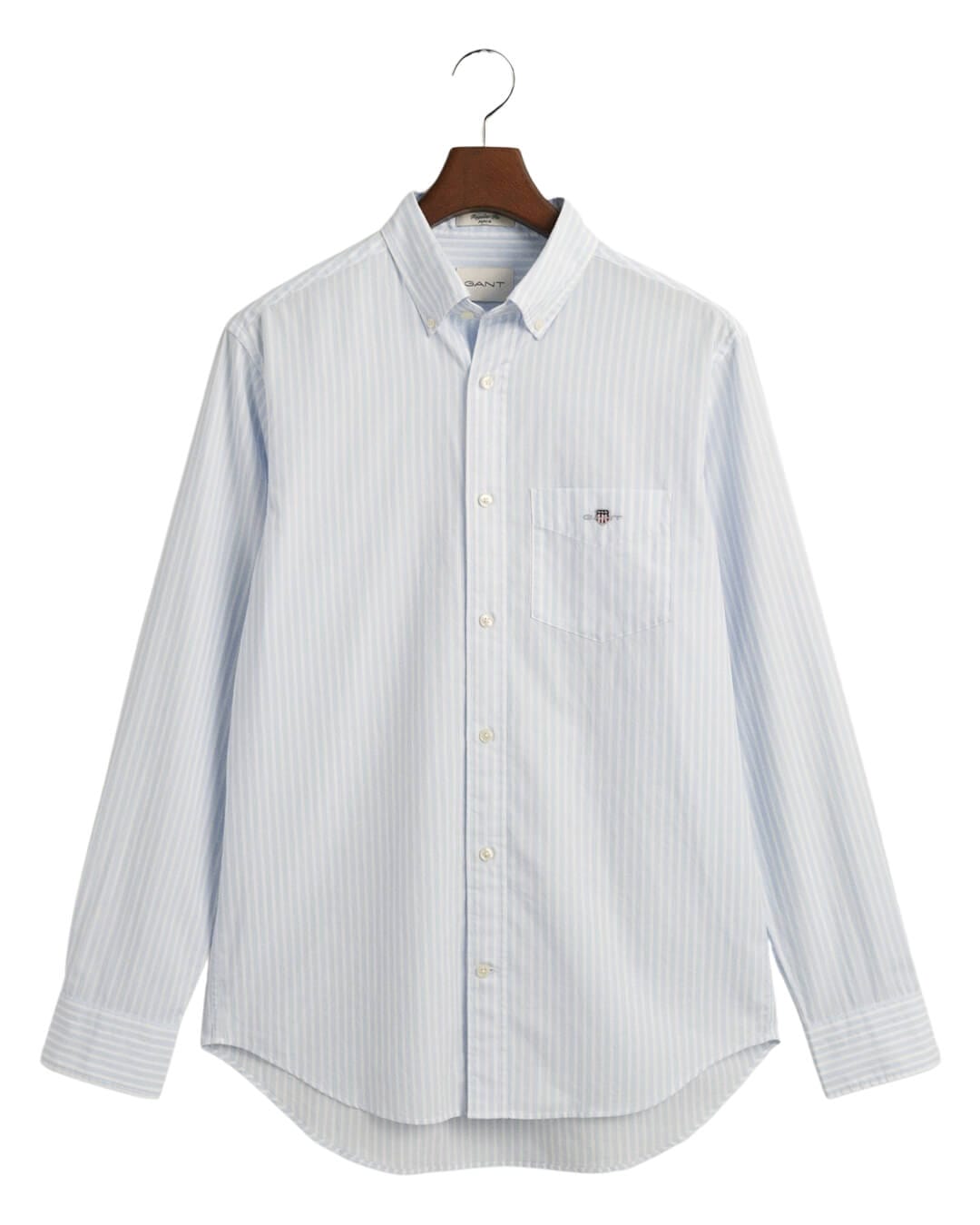 Gant Shirts Gant Light Blue Regular Fit Classic Striped Poplin Shirt