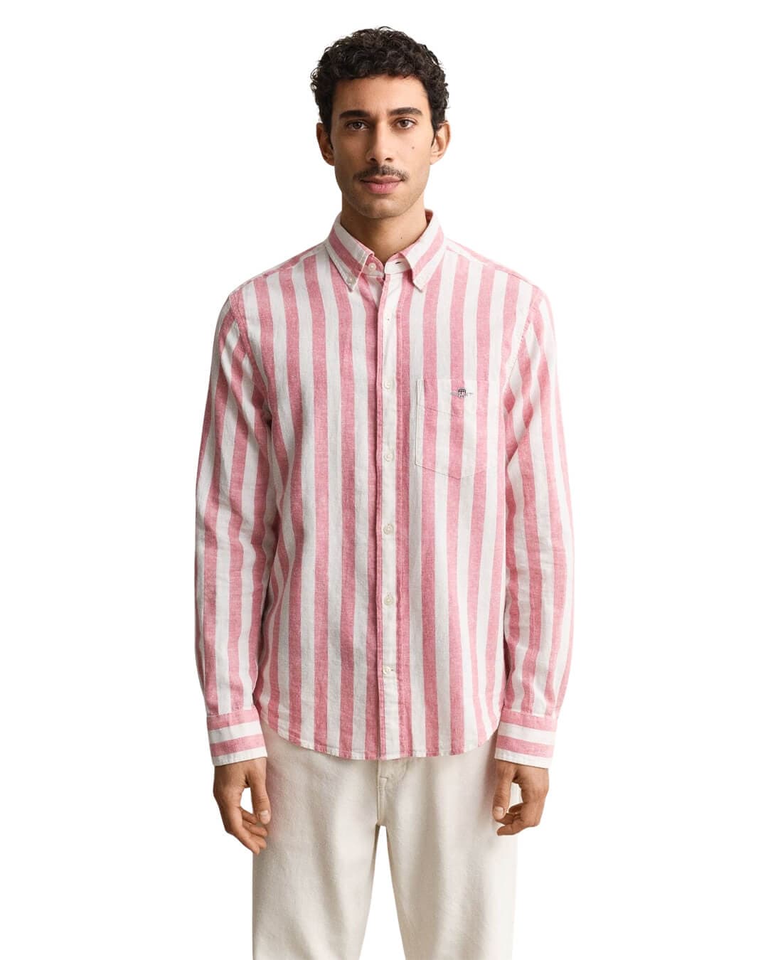 Gant Shirts Gant Pink Reg Cotton Linen Stripe  Shirt