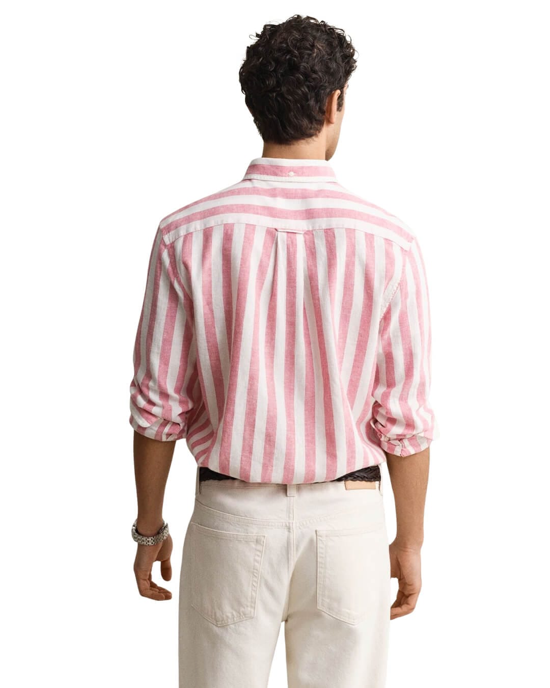 Gant Shirts Gant Pink Reg Cotton Linen Stripe  Shirt