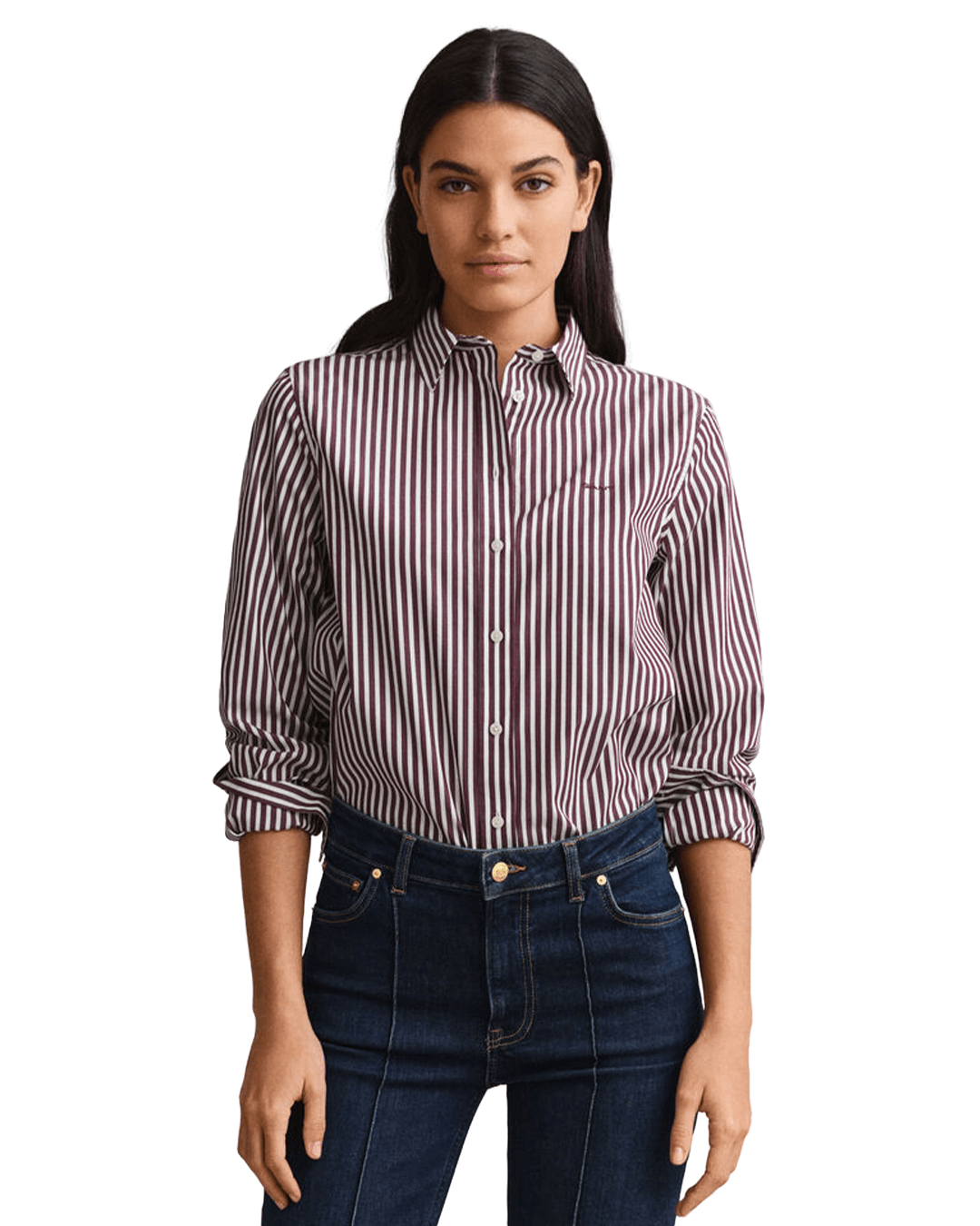 Gant Shirts Gant Red Gant Reg Classic Poplin Striped Shirt G667 Darkened Wine