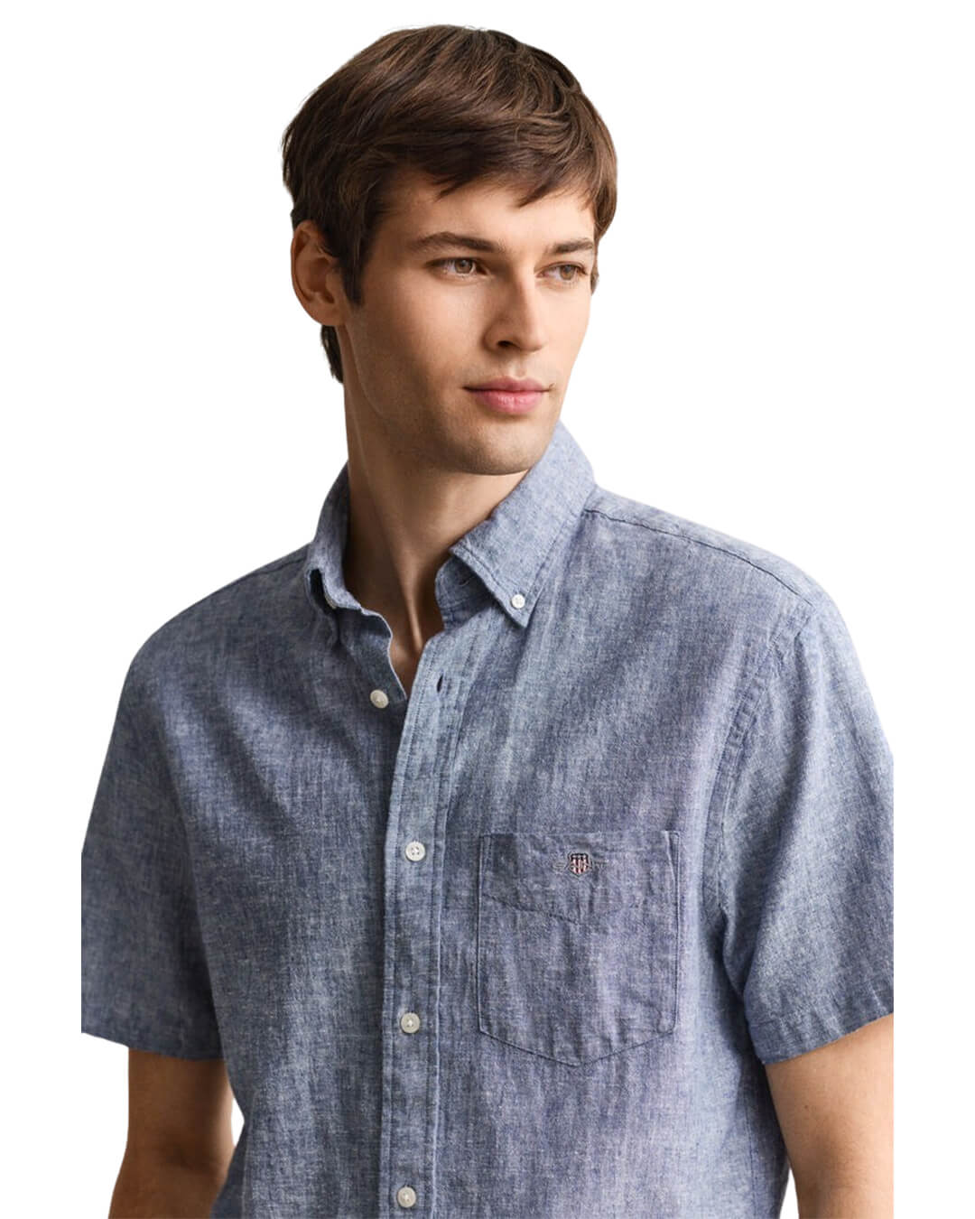 Gant Shirts Gant Reg Cotton Linen Ss Shirt Vintage Blue Shirt