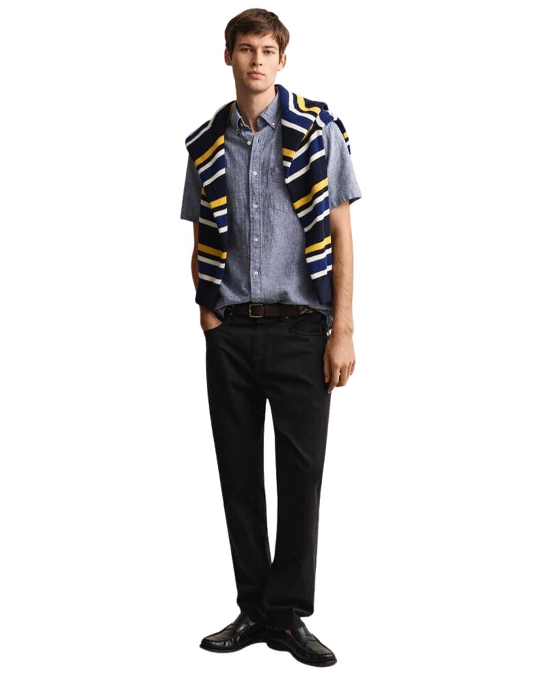 Gant Shirts Gant Reg Cotton Linen Ss Shirt Vintage Blue Shirt