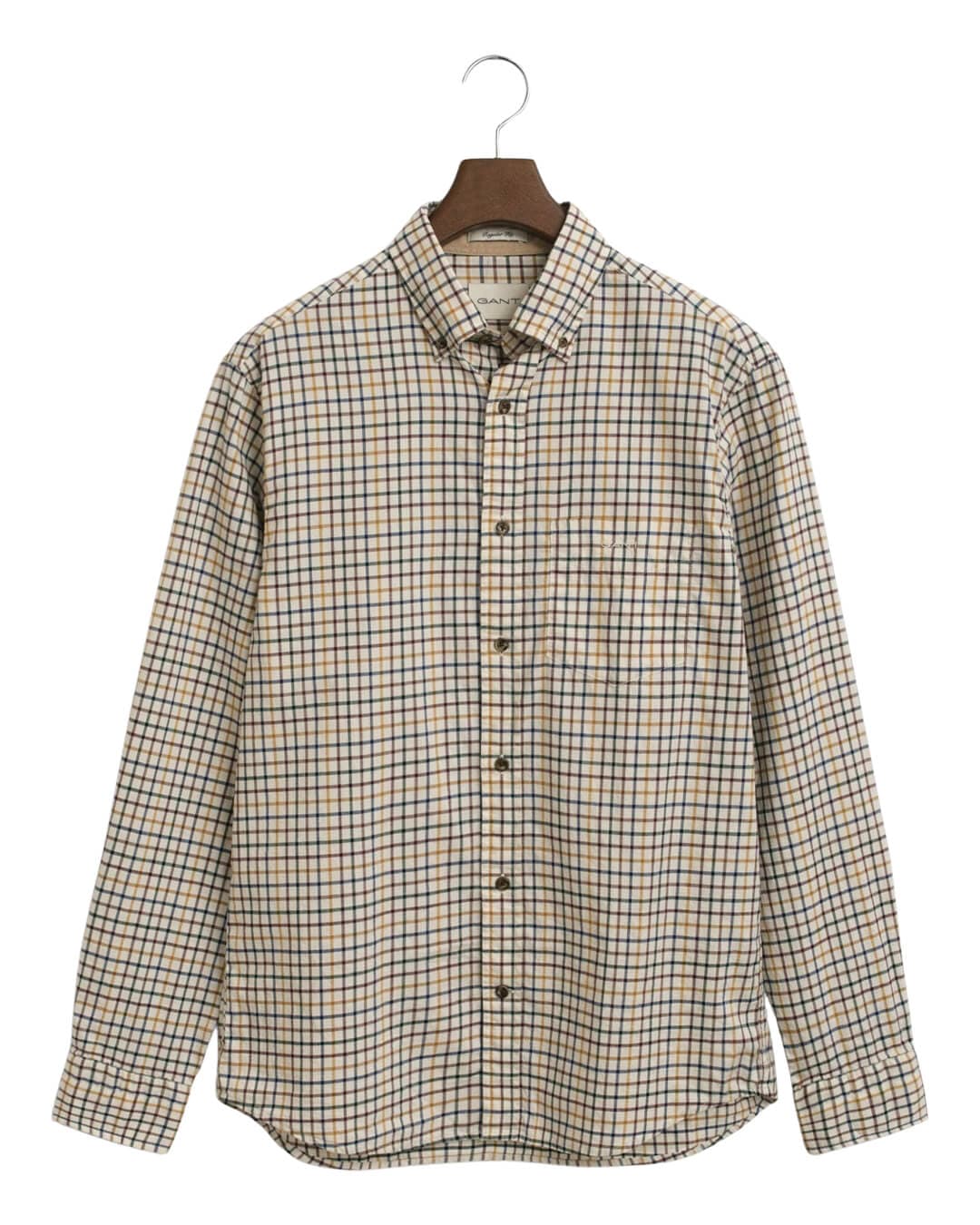 Gant Shirts Gant REG TWILL CHECK SHIRT G229 MAHOGANY BROWN