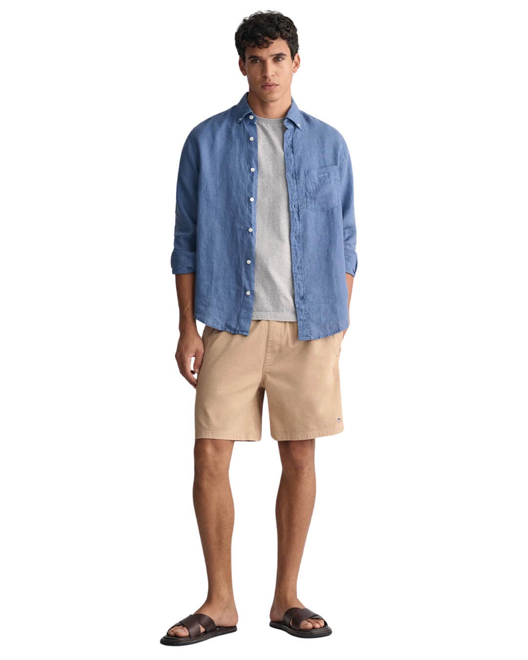 Gant Shirts Gant Regular Fit Blue Garment-Dyed Linen Shirt