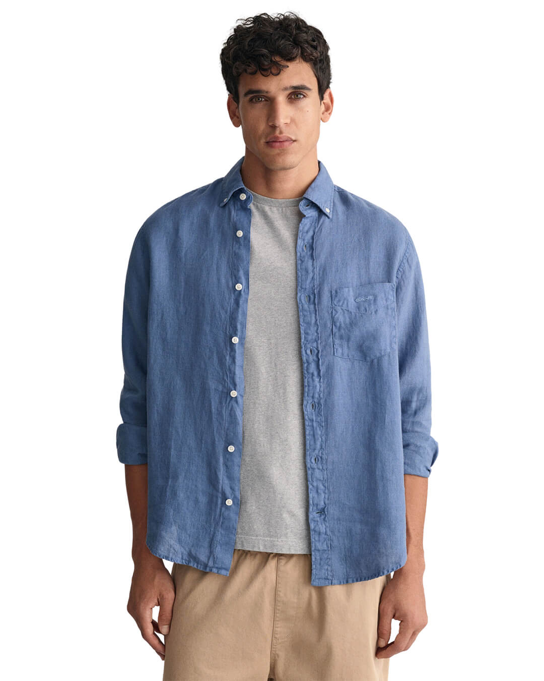 Gant Shirts Gant Regular Fit Blue Garment-Dyed Linen Shirt