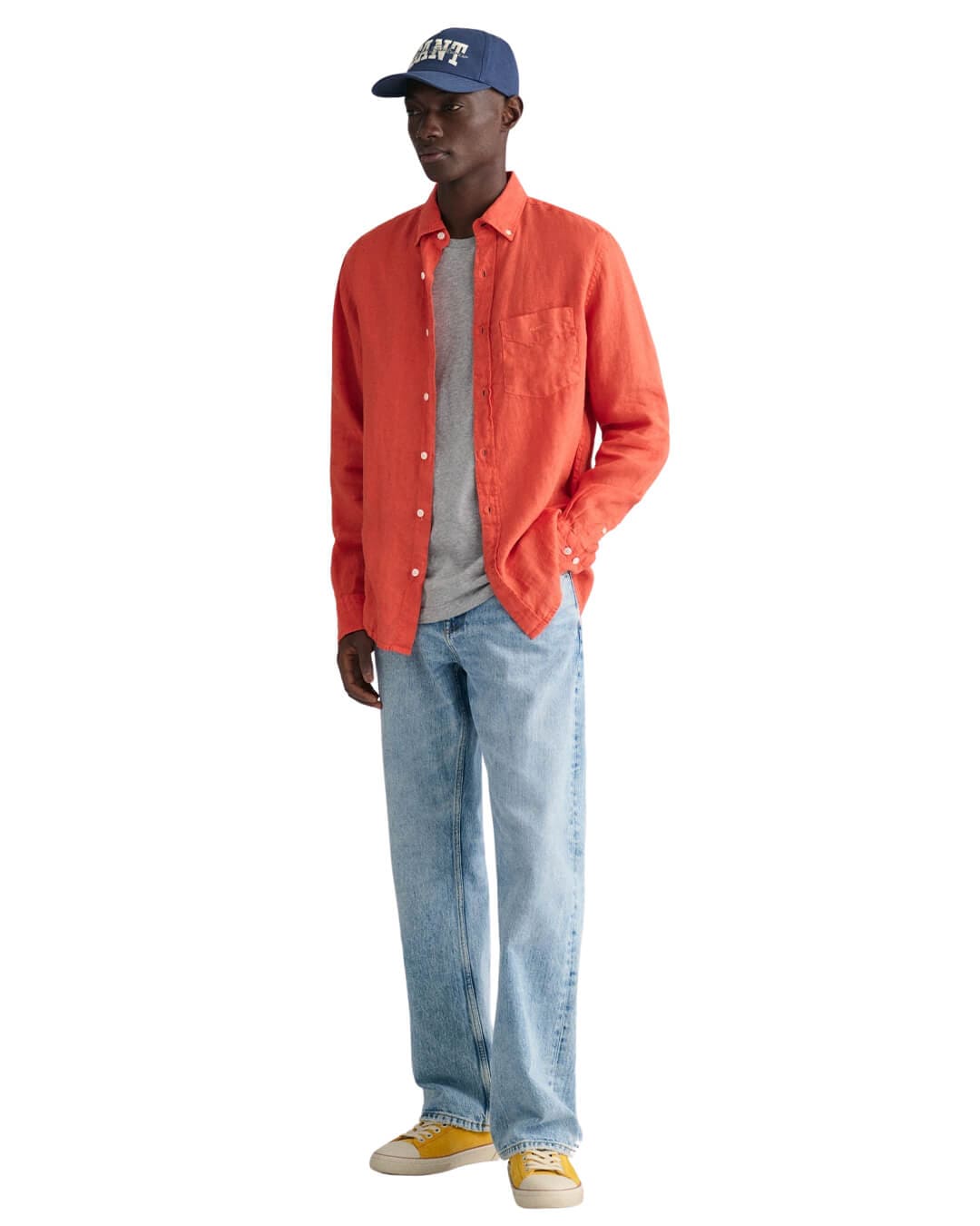 Gant Shirts Gant Regular Fit Orange Garment-Dyed Linen Shirt