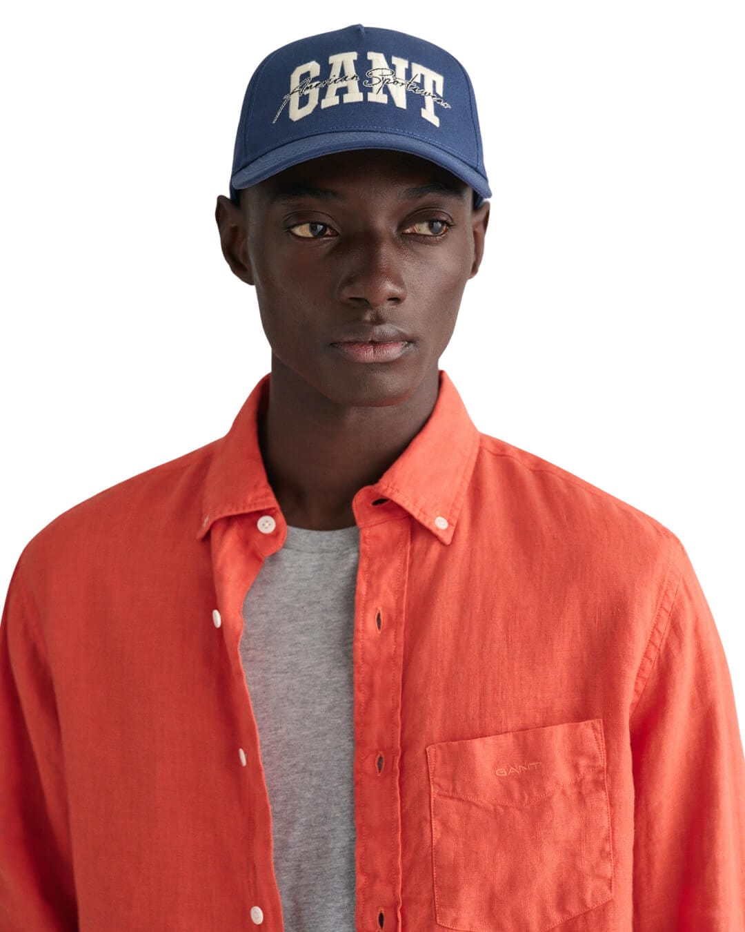 Gant Shirts Gant Regular Fit Orange Garment-Dyed Linen Shirt